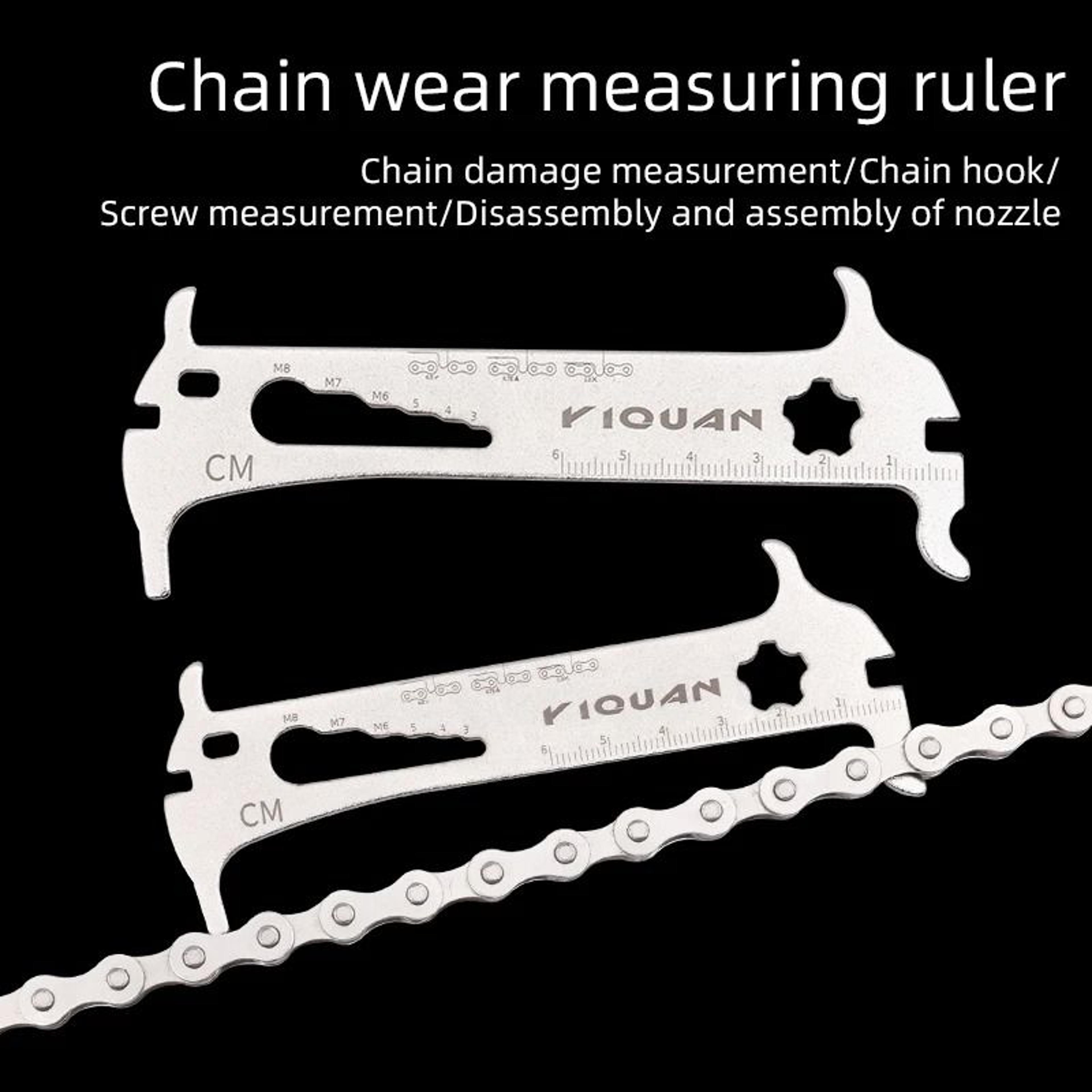 portable bicycle chain wear gauge and multitool for bikes