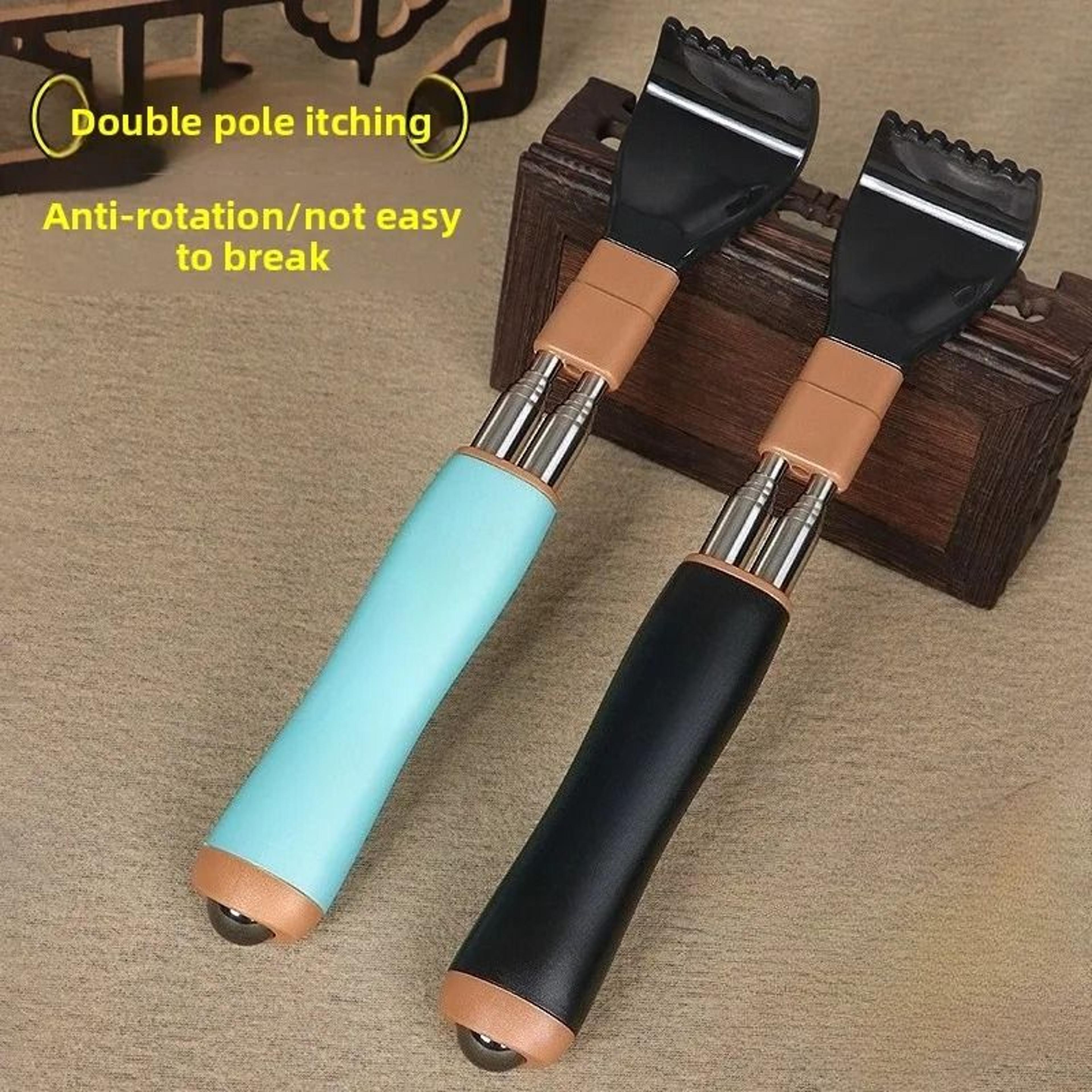 extendable dual rod stainless steel back scratcher for itch relief
