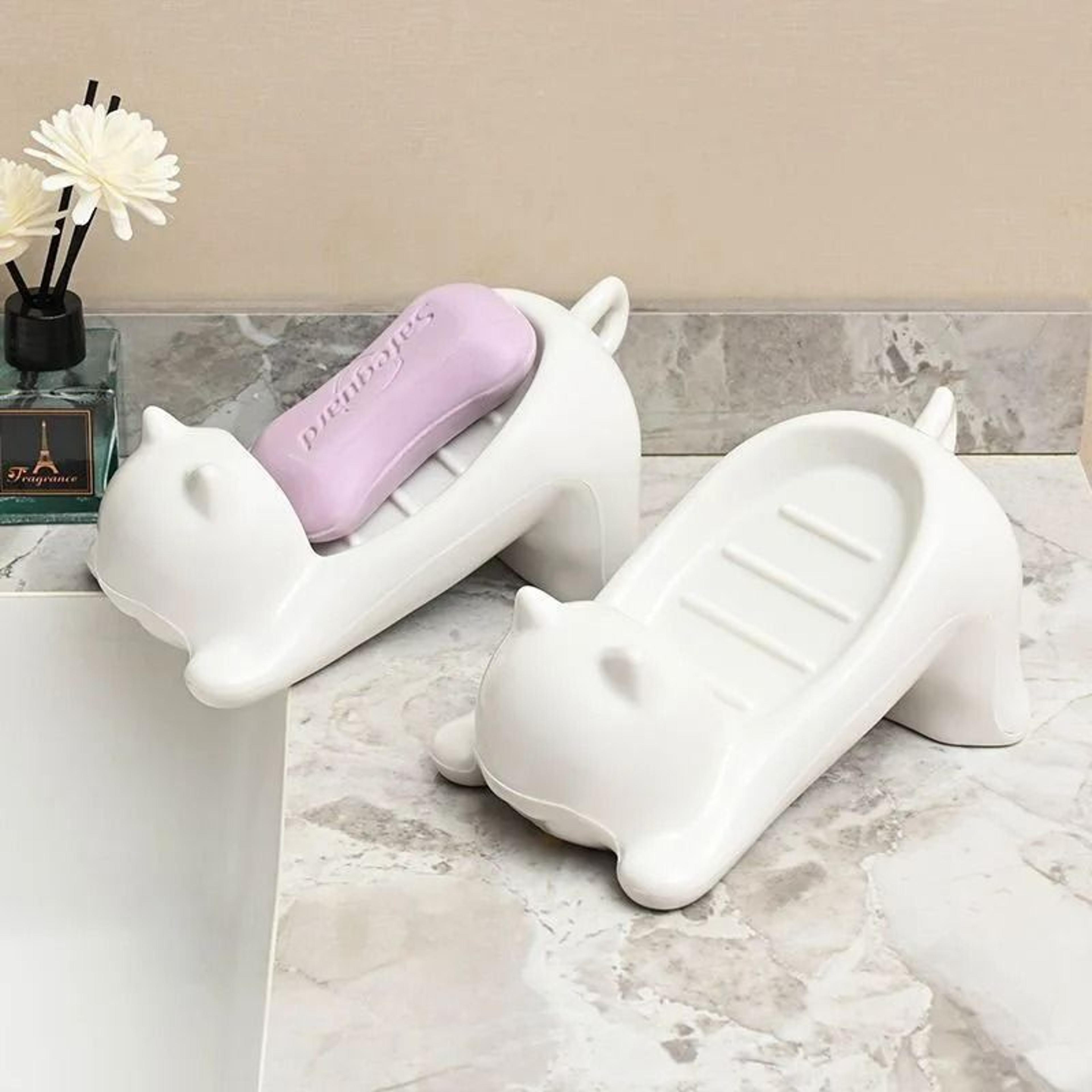 Cartoon Cat Shaped Soap Dish Bathroom Organizer 6