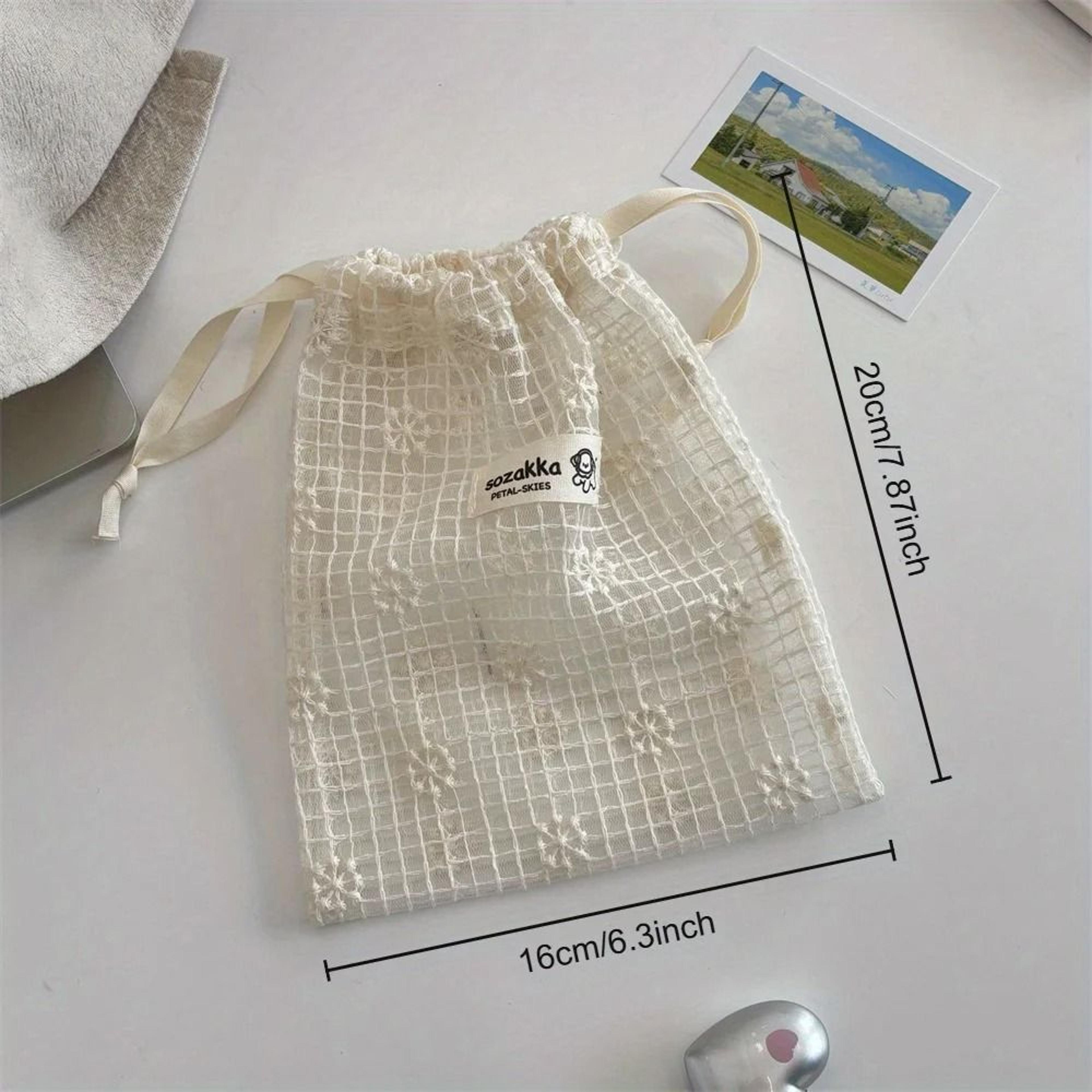women white lace floral organizer bag with zipper