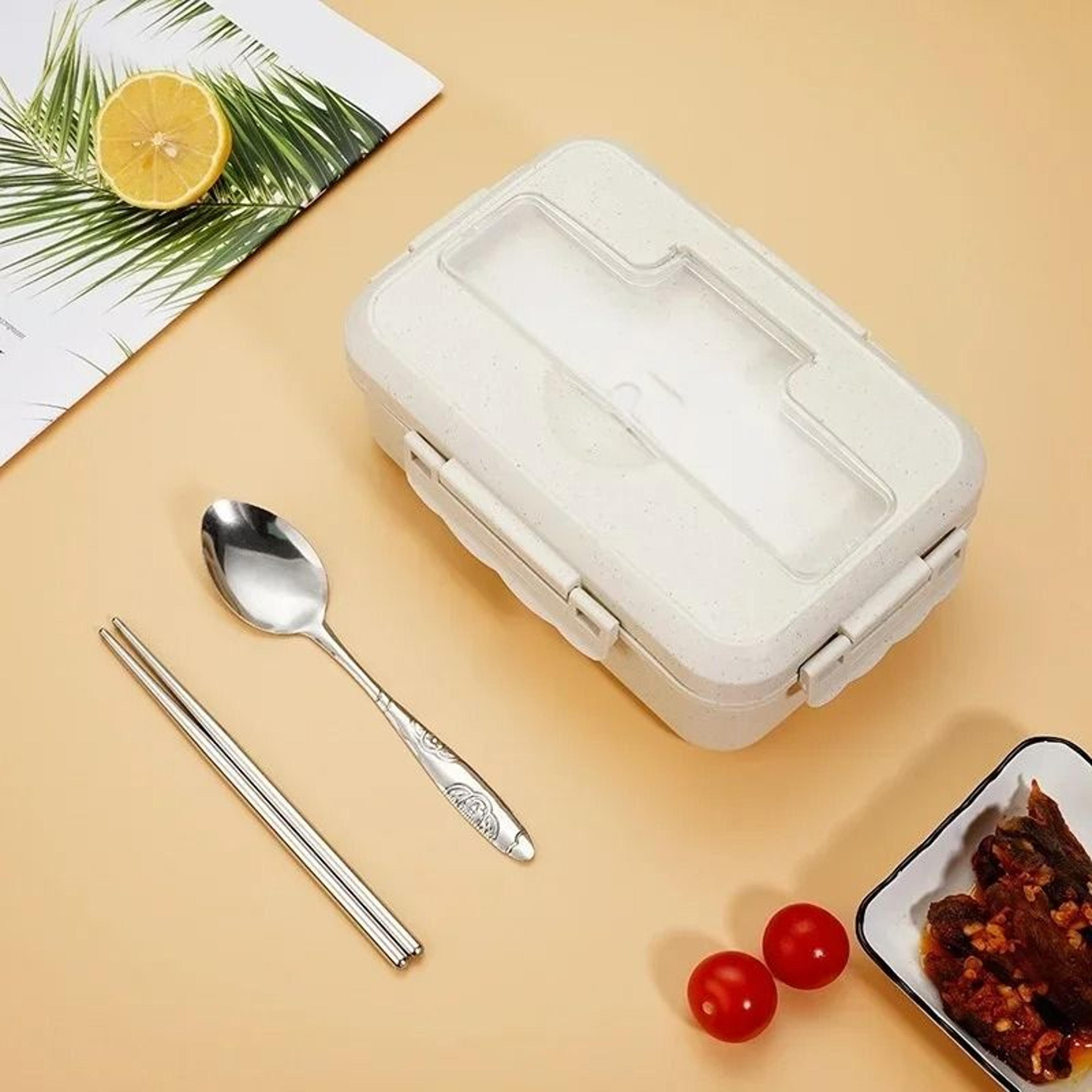 Professional 37 Oz Microwavable Bento Lunch Box With Utensils 7