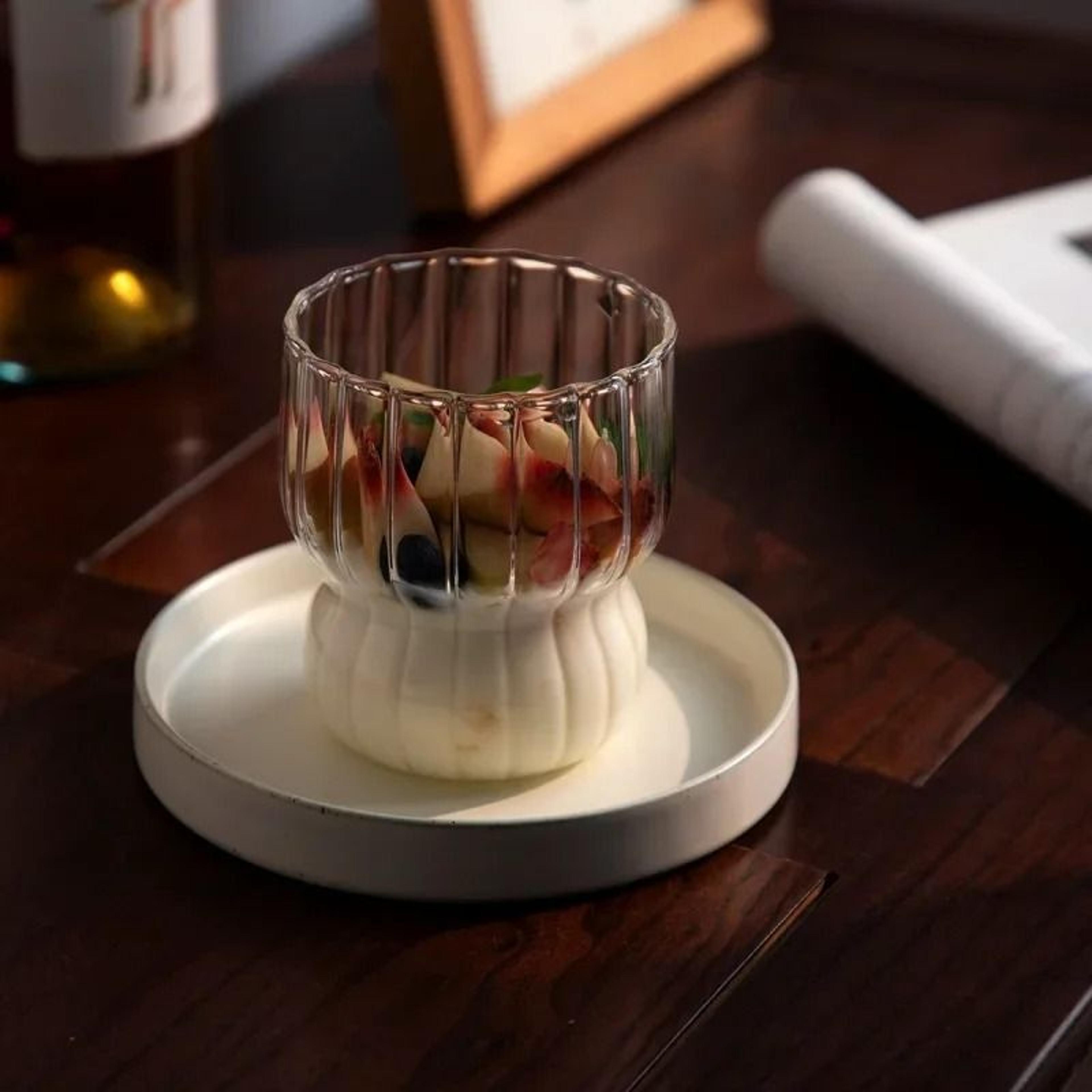 ribbed aesthetic glass coffee cup