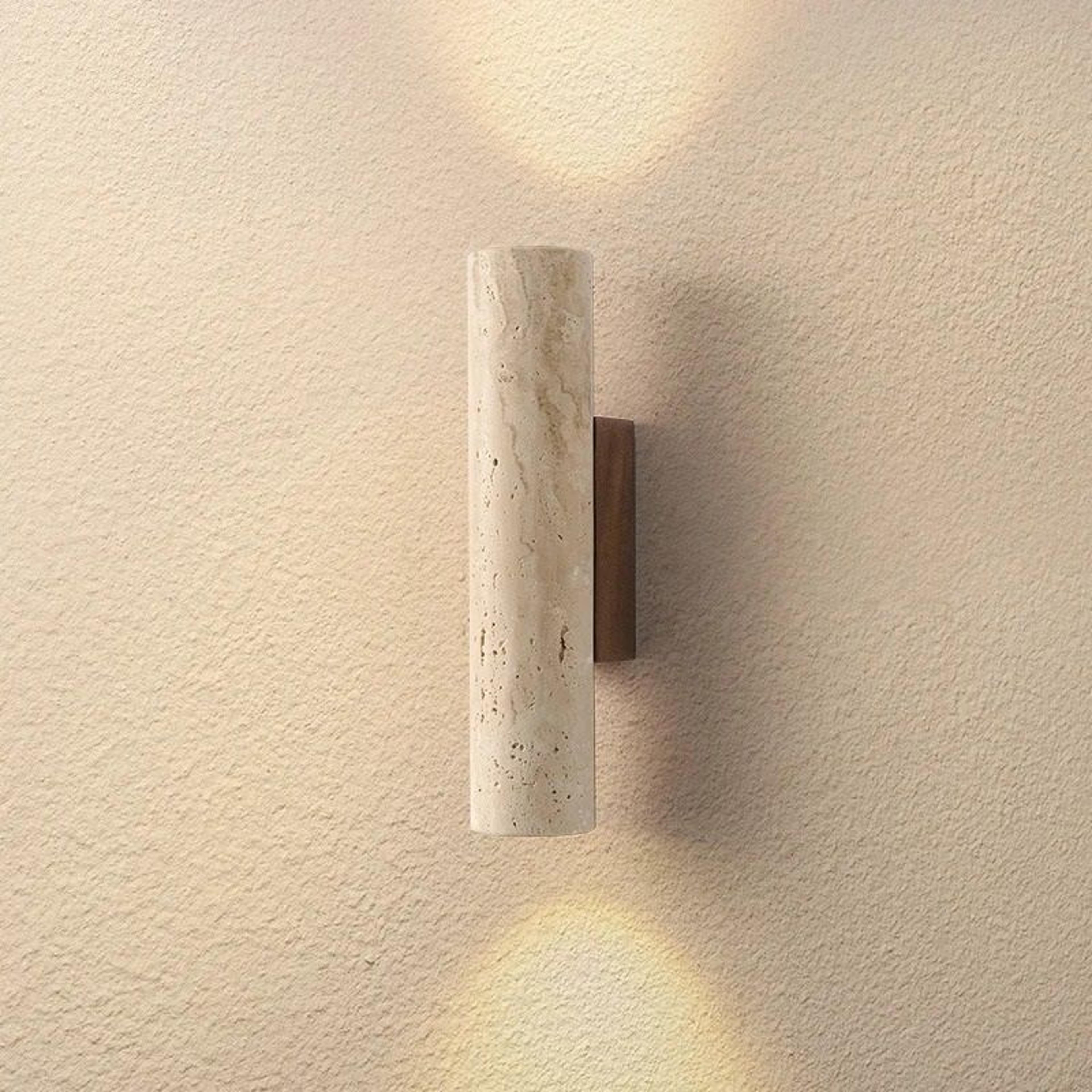 nordic architectural travertine and wood luminary system