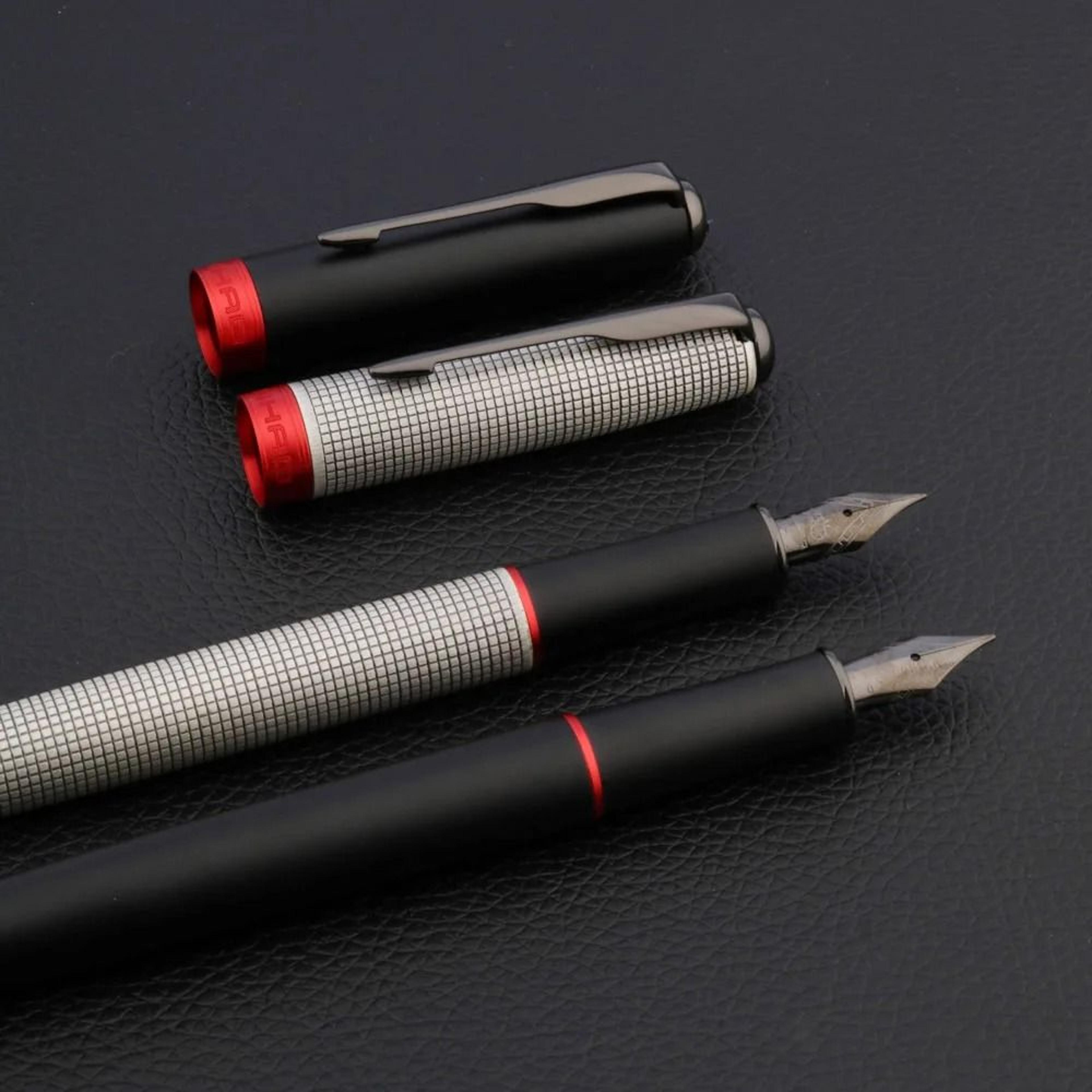 heritage checkered metallic script and signature pen