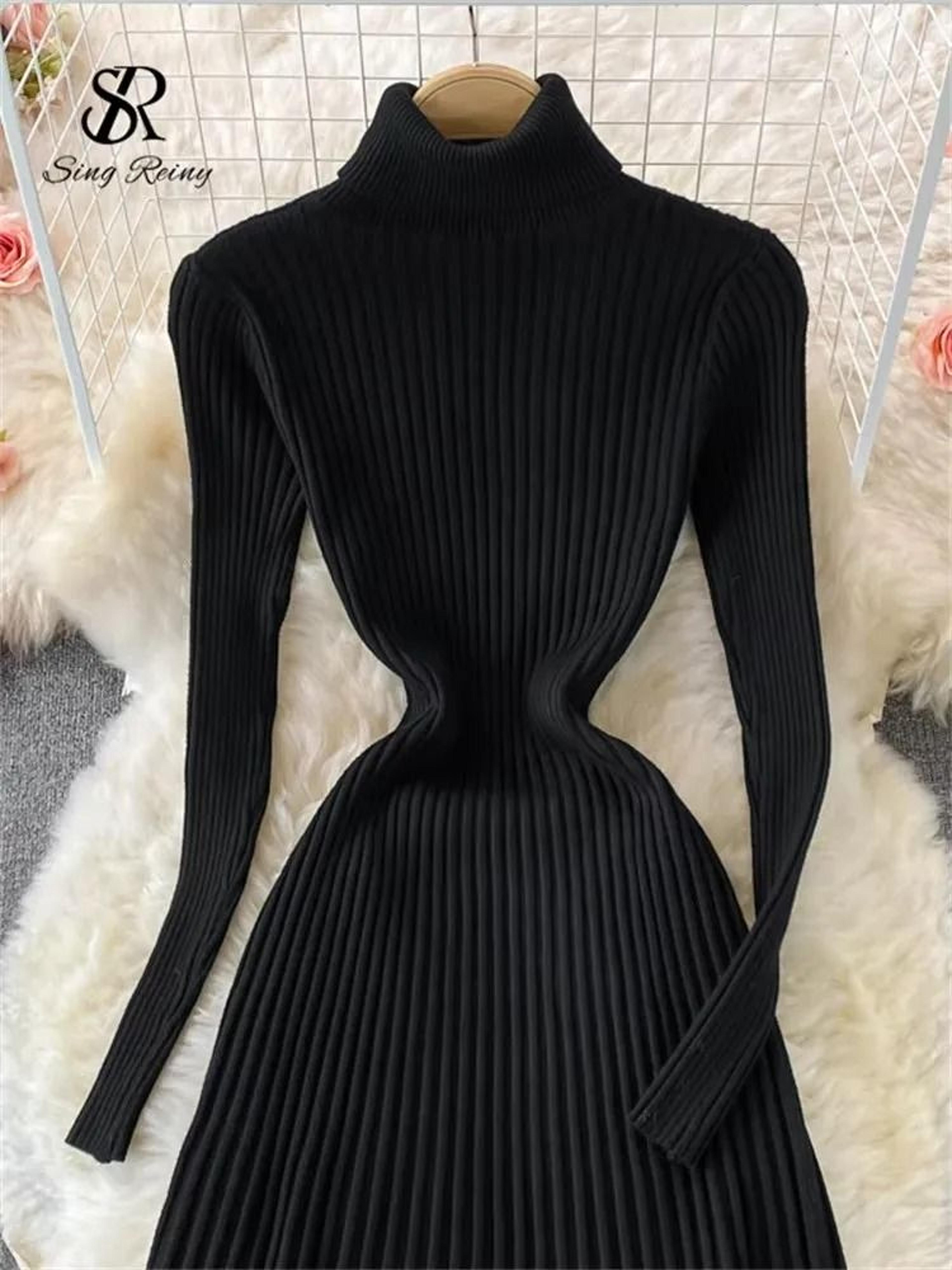 Pleated Knit Slim Bodycon Sweater Dress 2