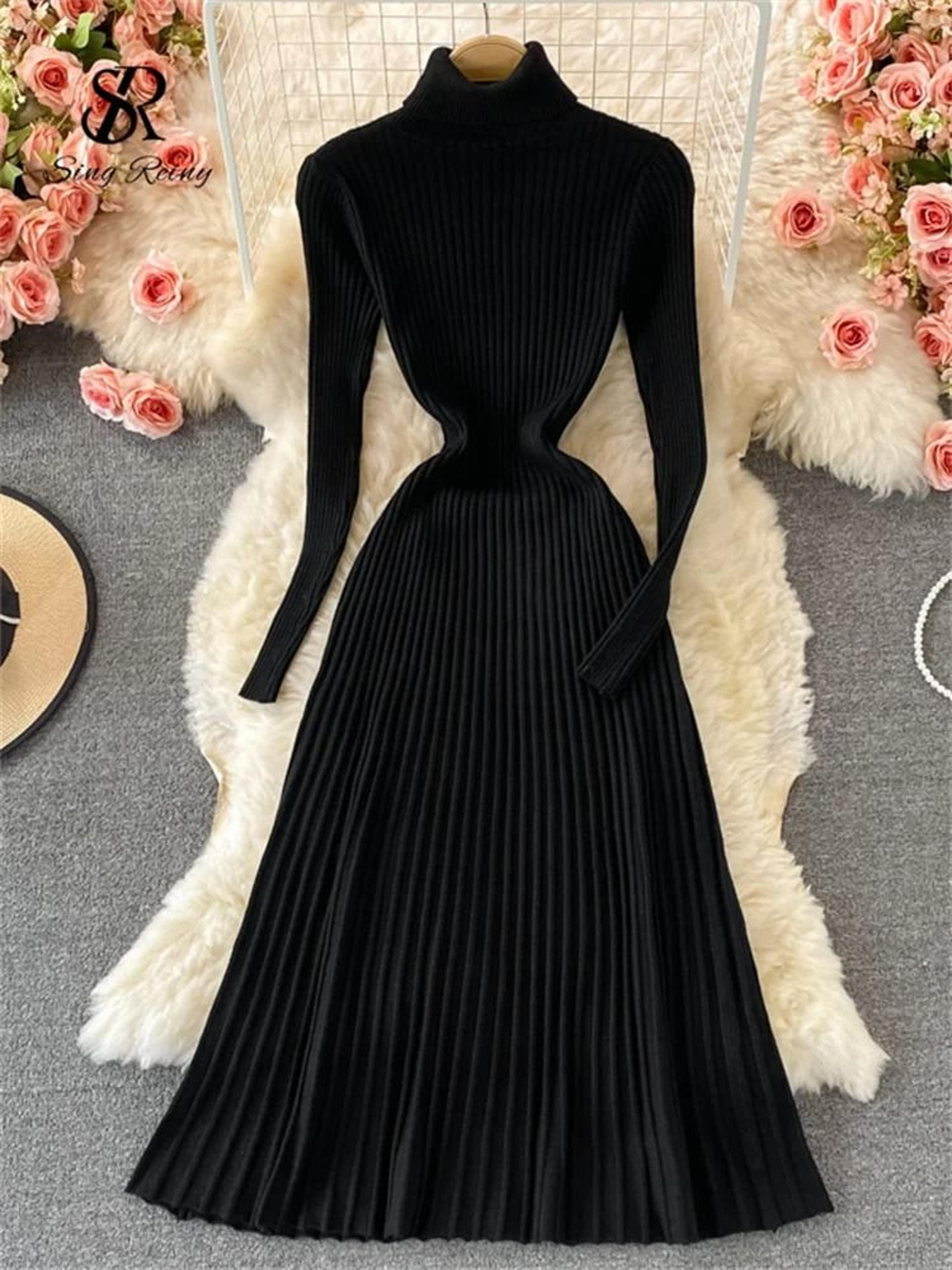 Pleated Knit Slim Bodycon Sweater Dress 5