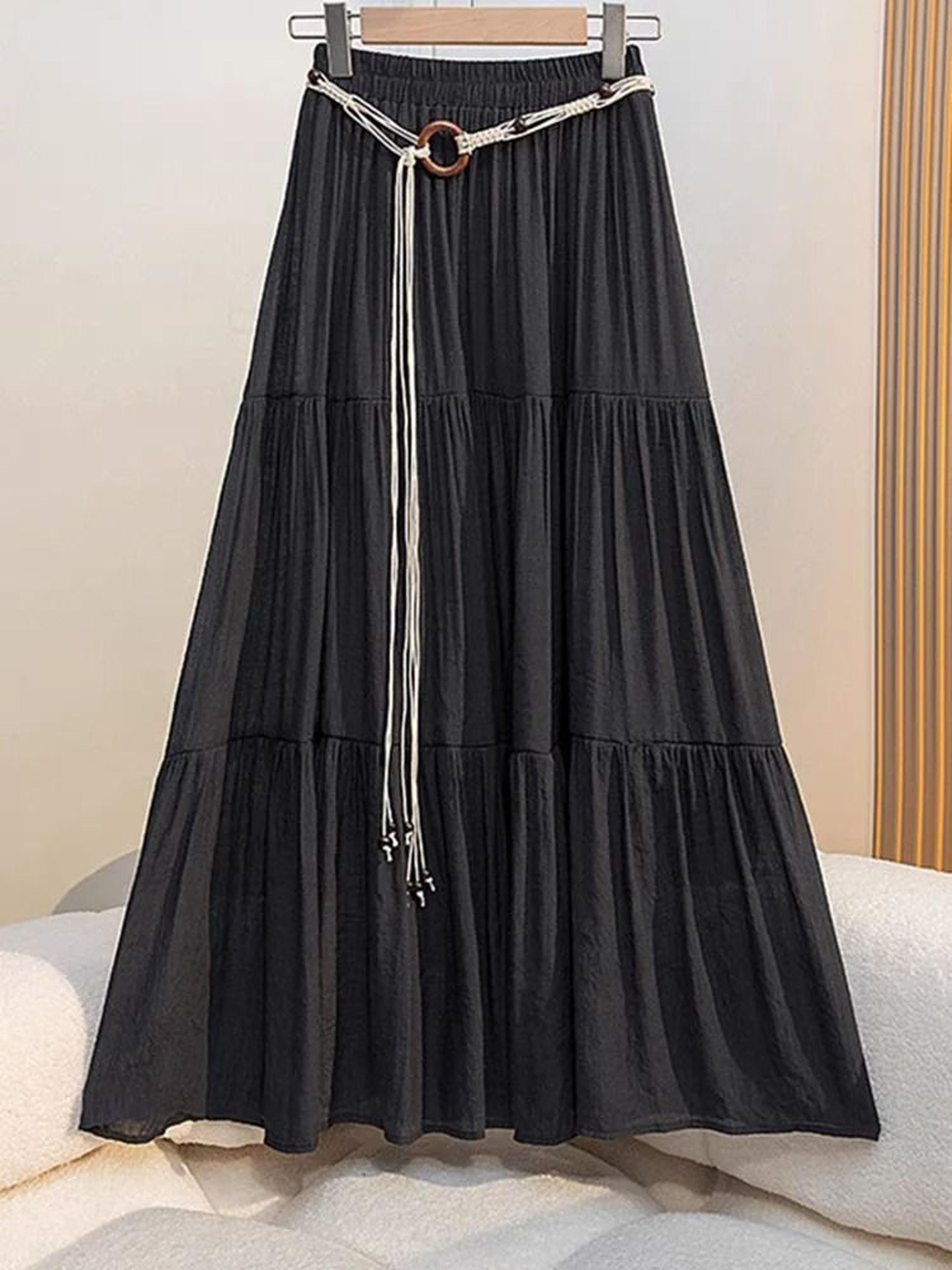 Boho Cotton Linen Slimming Midi Skirt 4