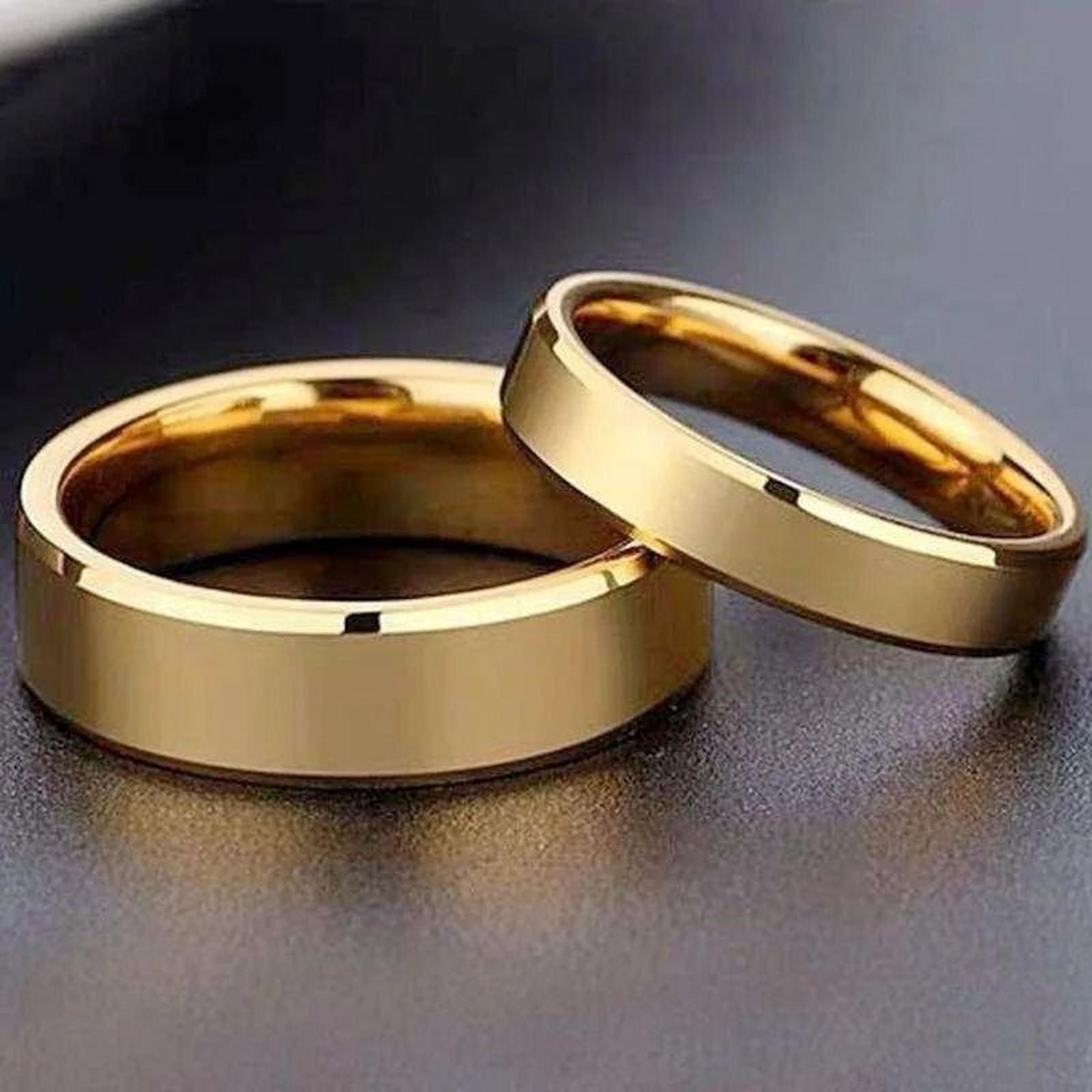Smooth Polished Stainless Steel Minimalist Wedding Ensemble 1
