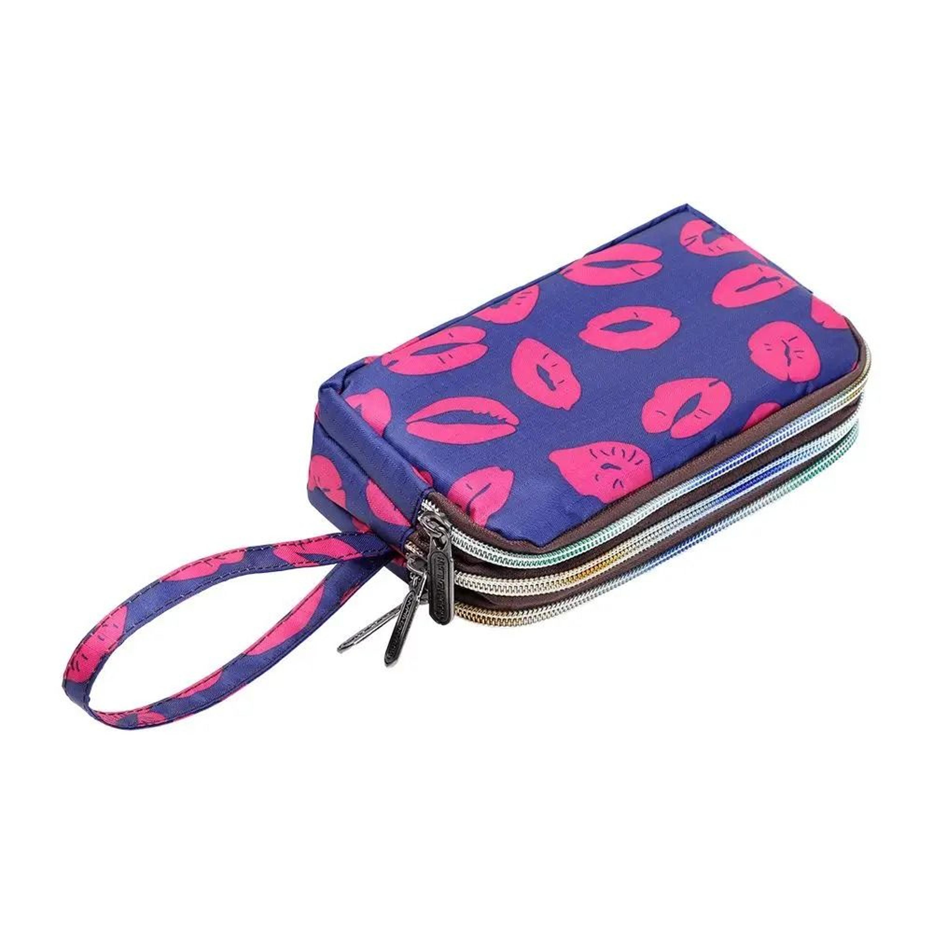 ThreeLayer Floral Canvas Wristlet Bag 11