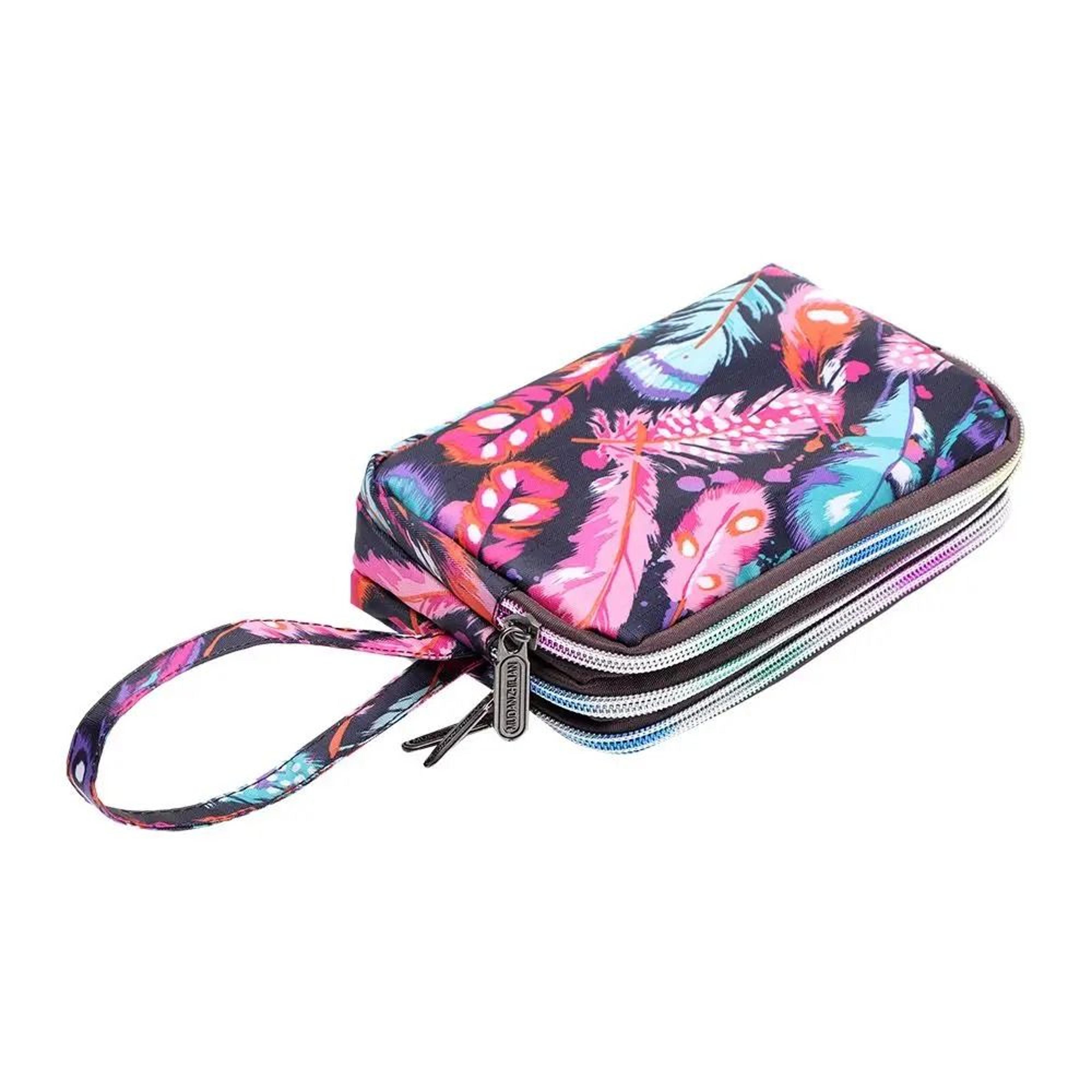 ThreeLayer Floral Canvas Wristlet Bag 18