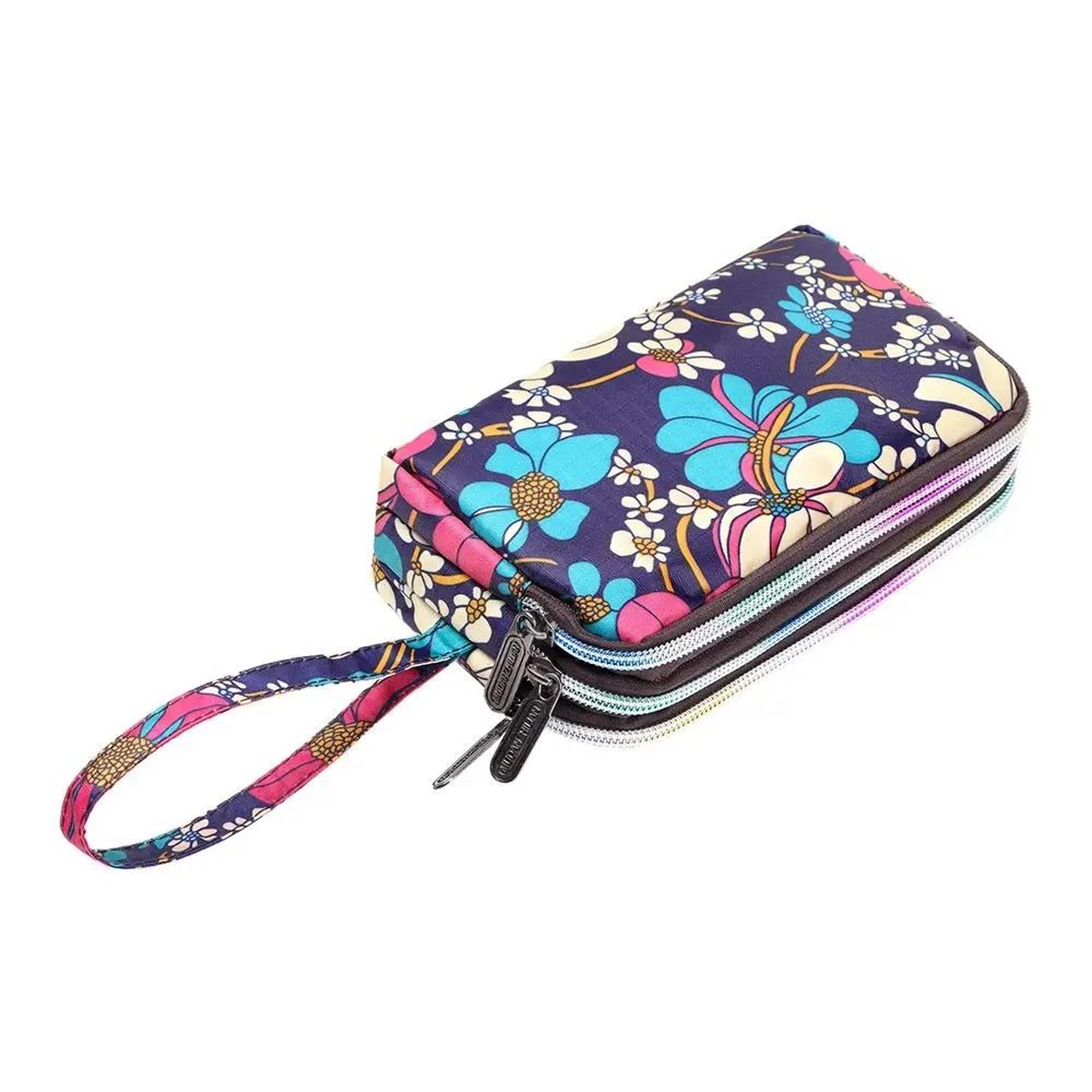 ThreeLayer Floral Canvas Wristlet Bag 6