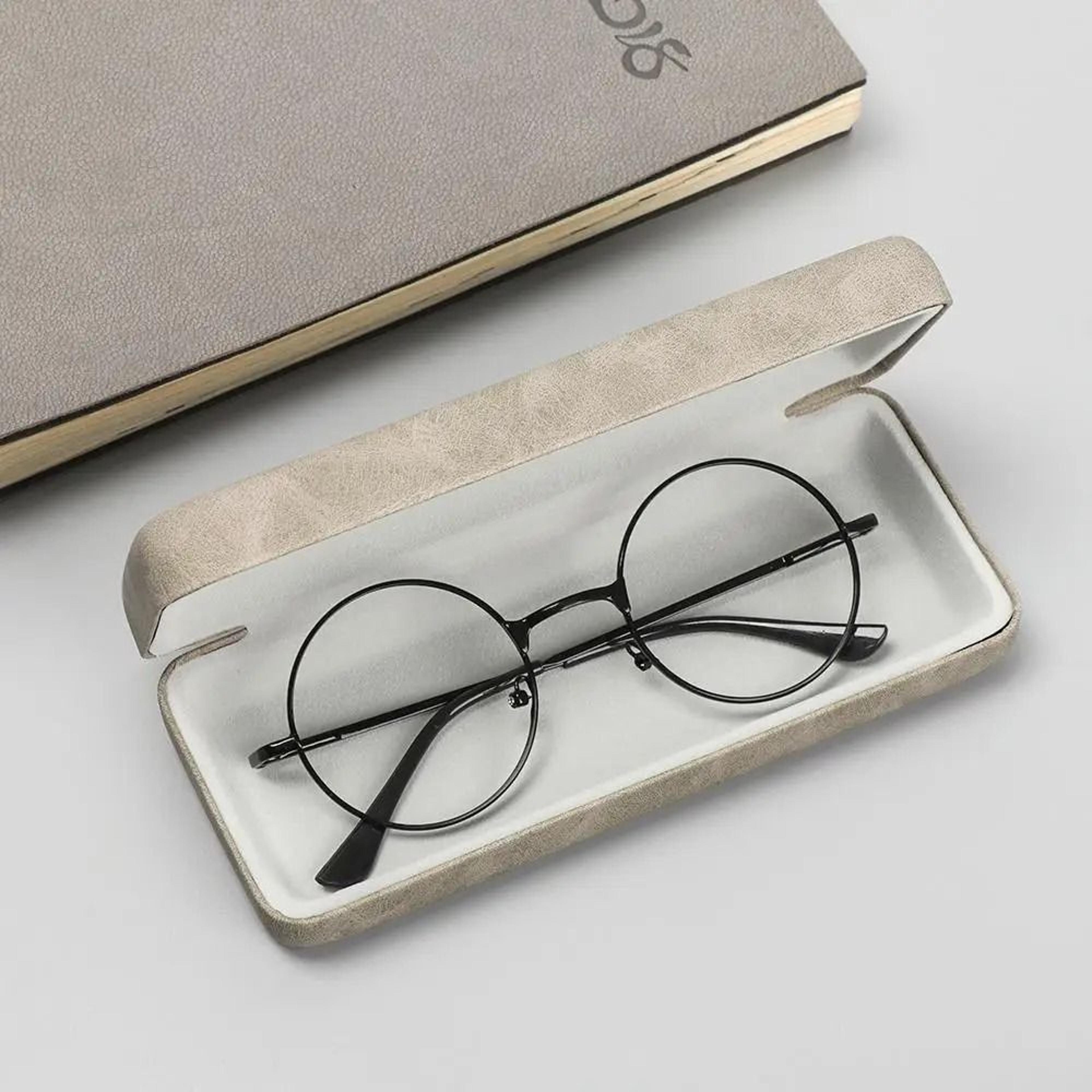 Portable Retro Steel And Leather Hard Eyeglass Case 2