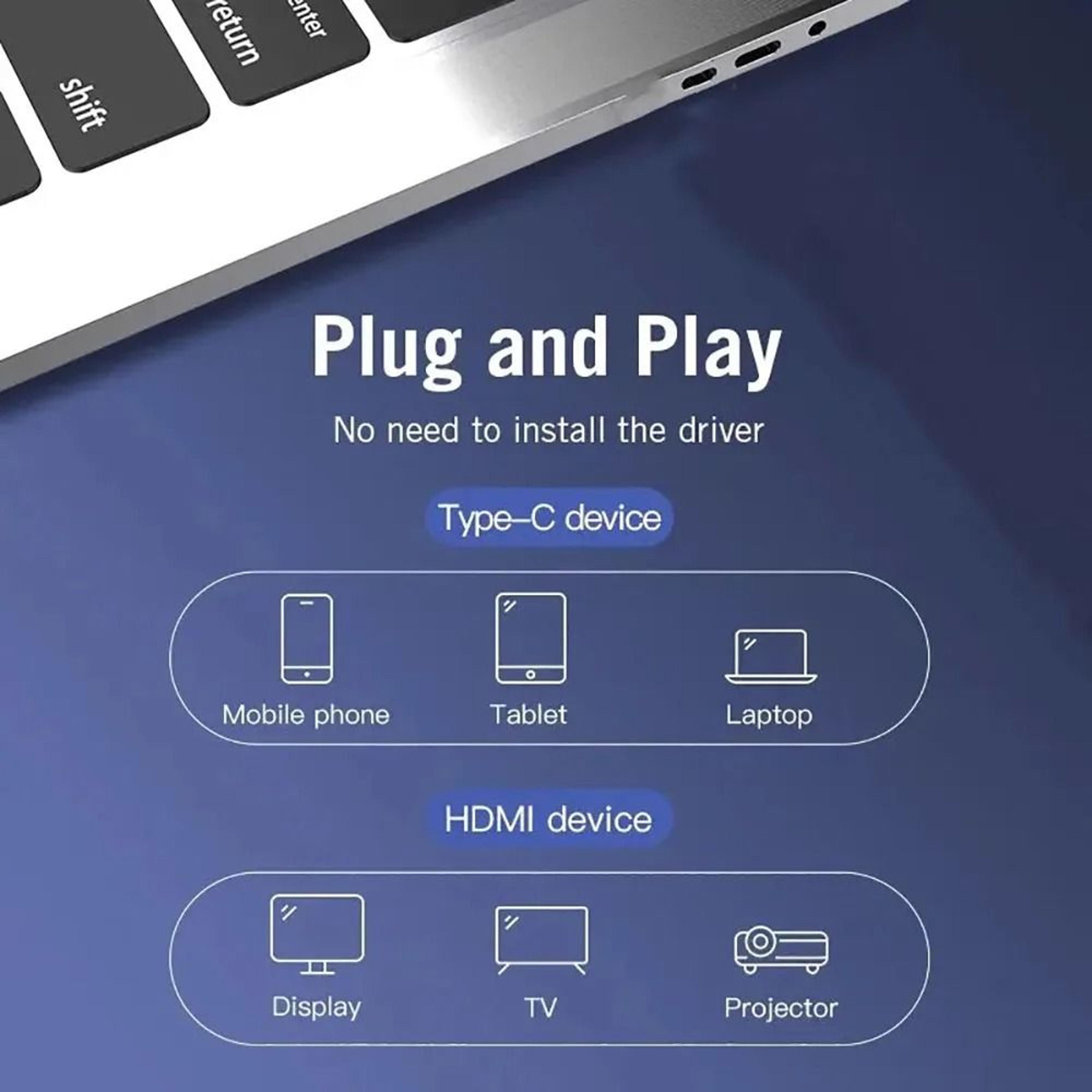 4K 60Hz Ultra High Definition Type C To HDMI Projection Cable 5