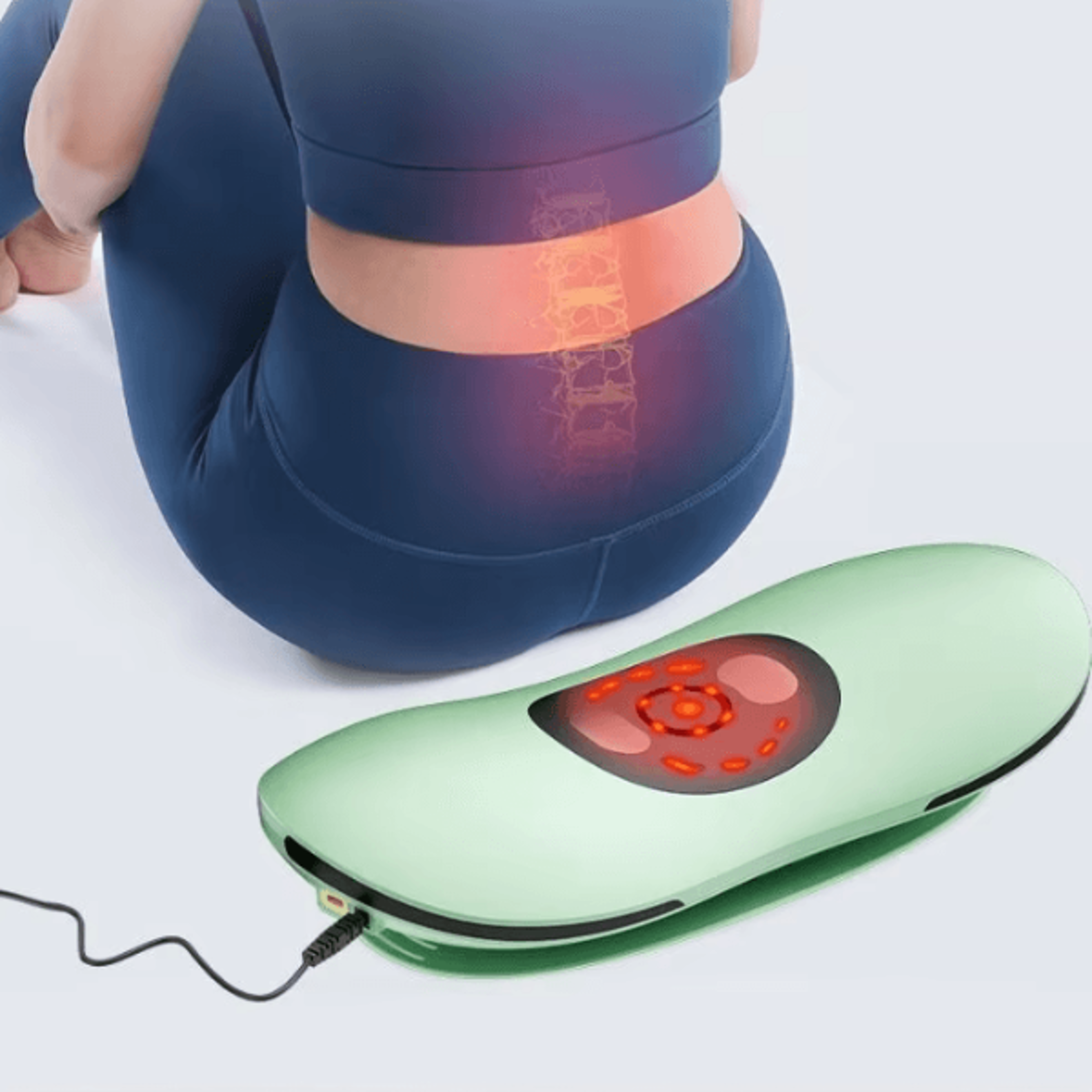 electric lumbar traction massager with adjustable vibration & heating for waist and spine relief