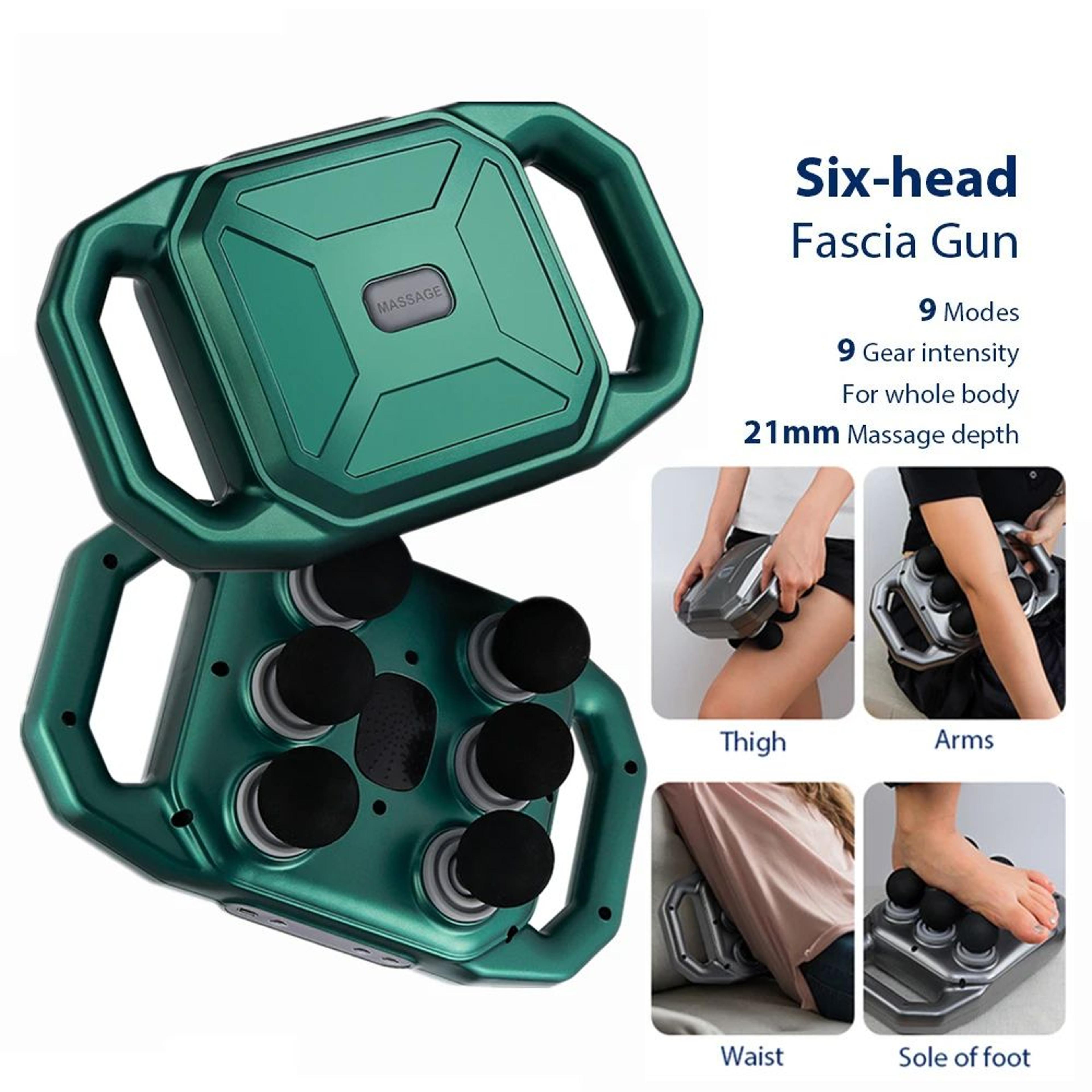 six-head fascia gun high frequency vibration body massage gun for back, neck, shoulder, waist & thigh relief