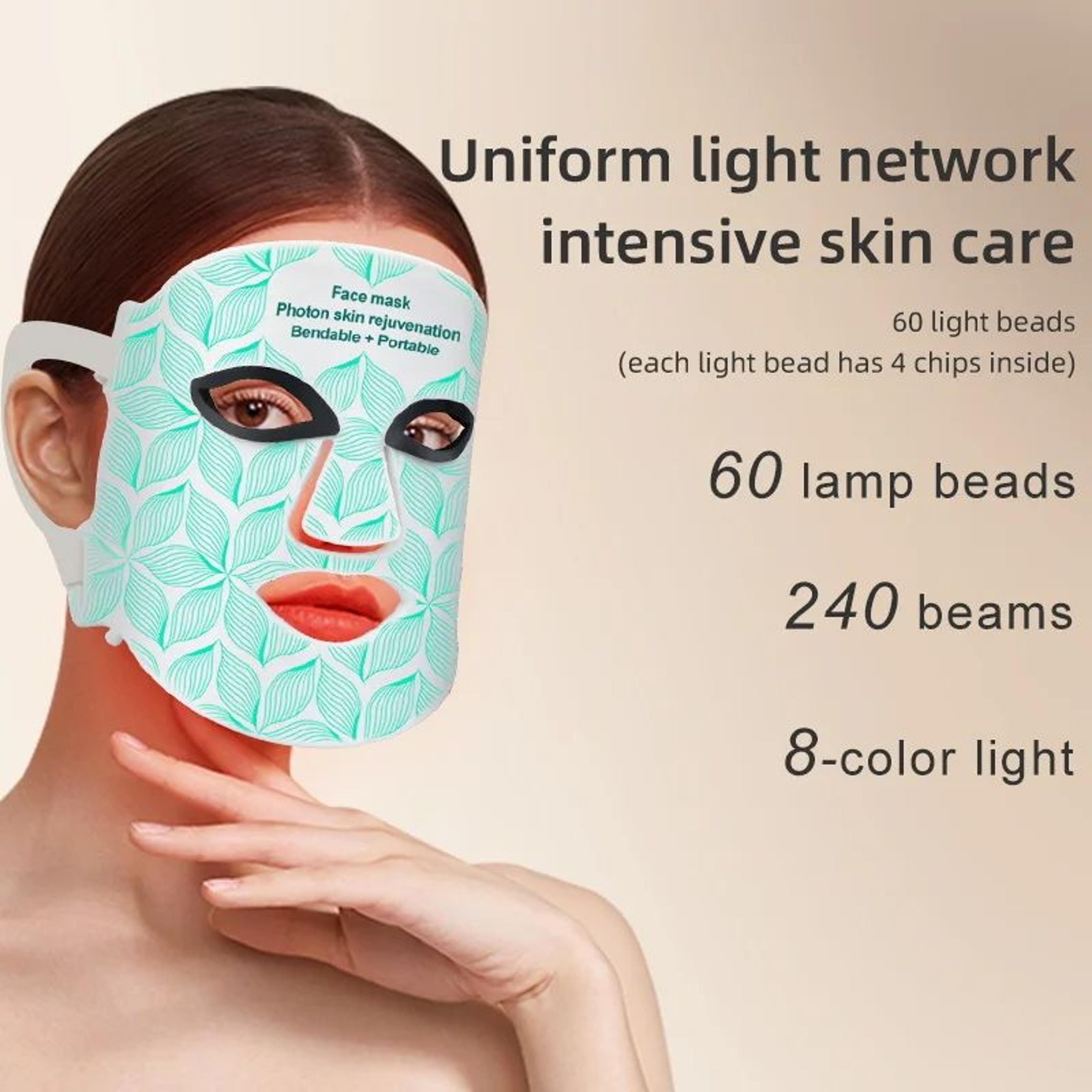 led face mask and neck, rechargeable red light therapy mask skin care device for anti-aging & wrinkle reduction