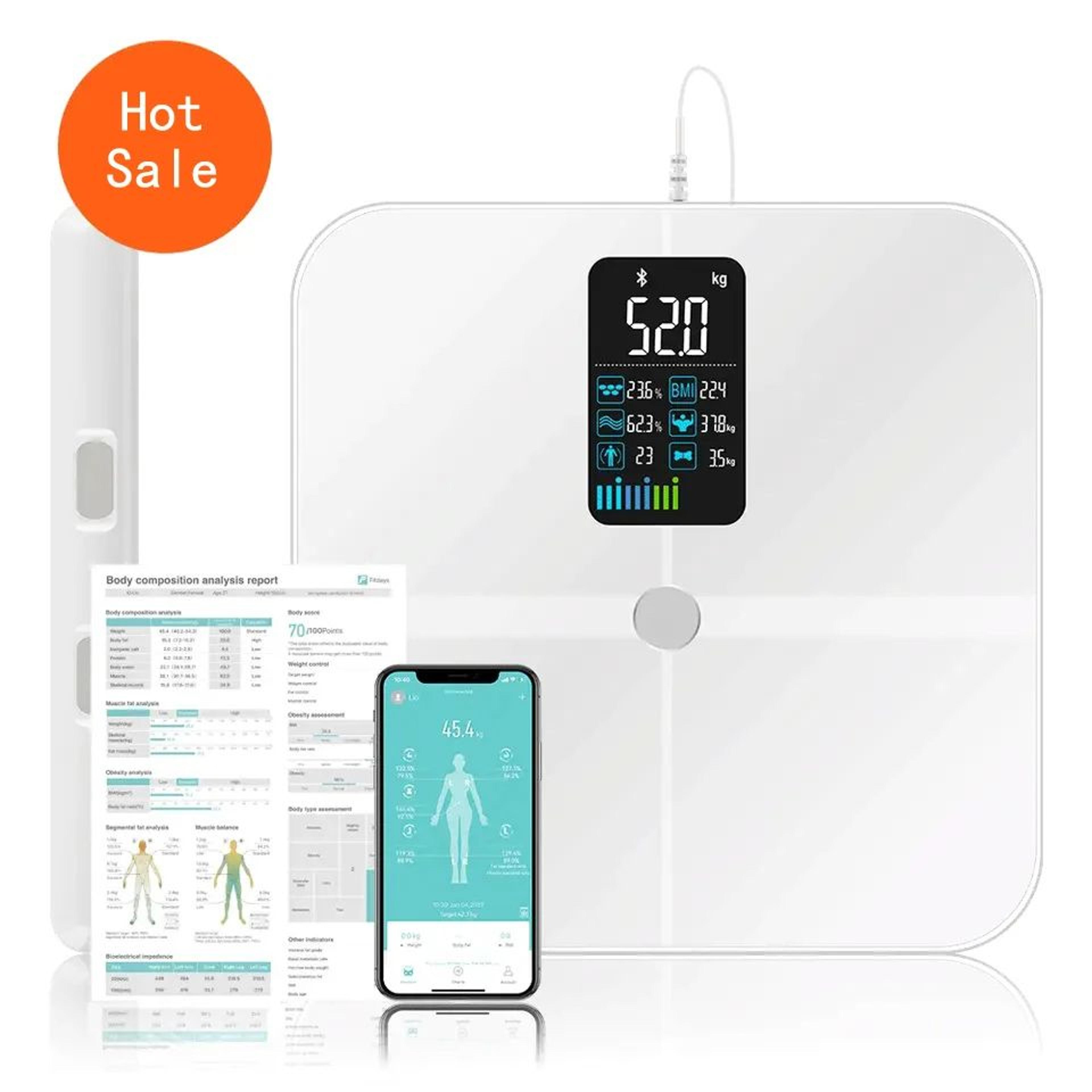 smart bioimpedance scale, highly accurate digital display body fat scale body composition analyzer smart weight scale