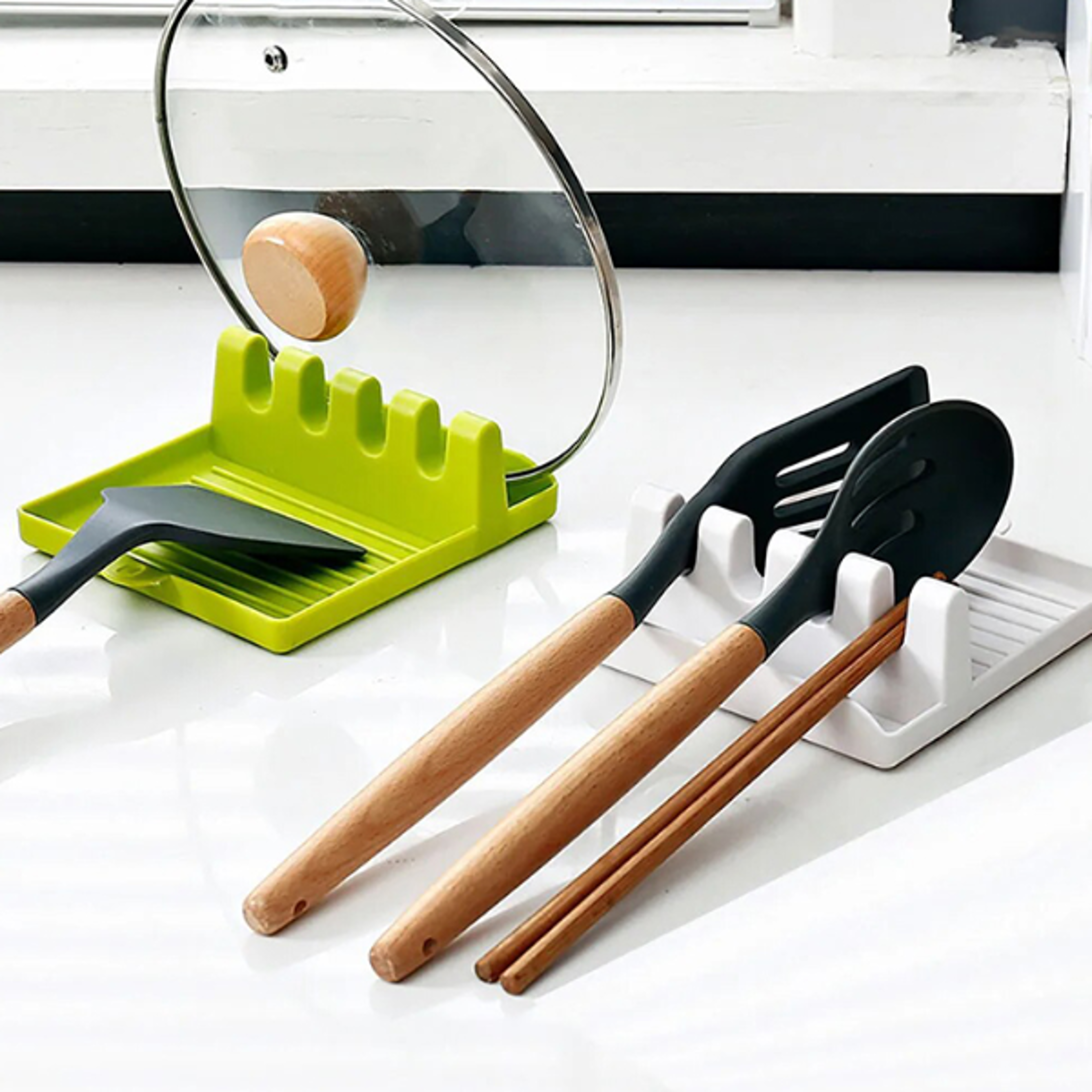 multi function spoon rest and pot lid holder kitchen organizers