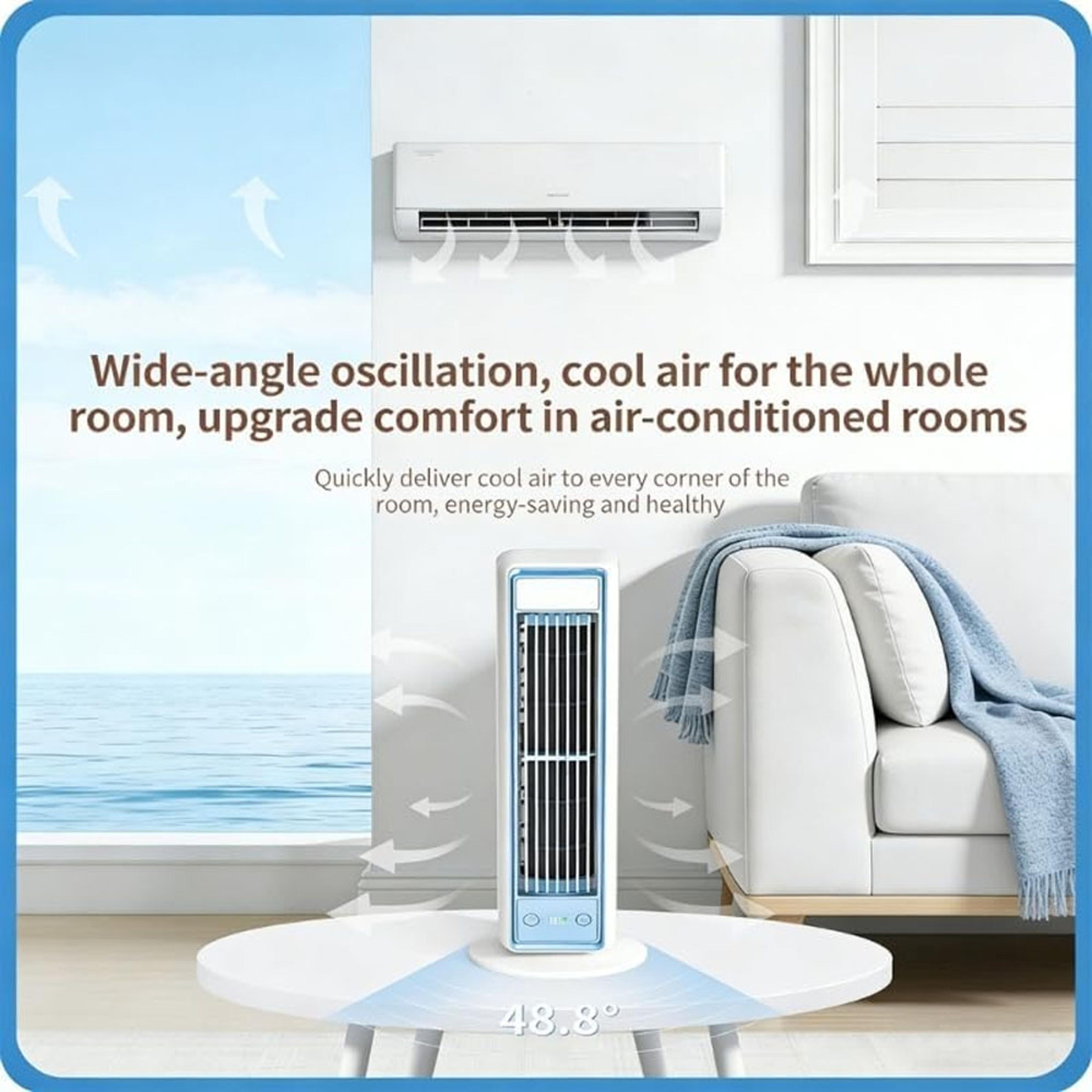 Rechargeable Tower Fan With Remote Quiet Bladeless Desk Fan USB Portable Air Cooler 3