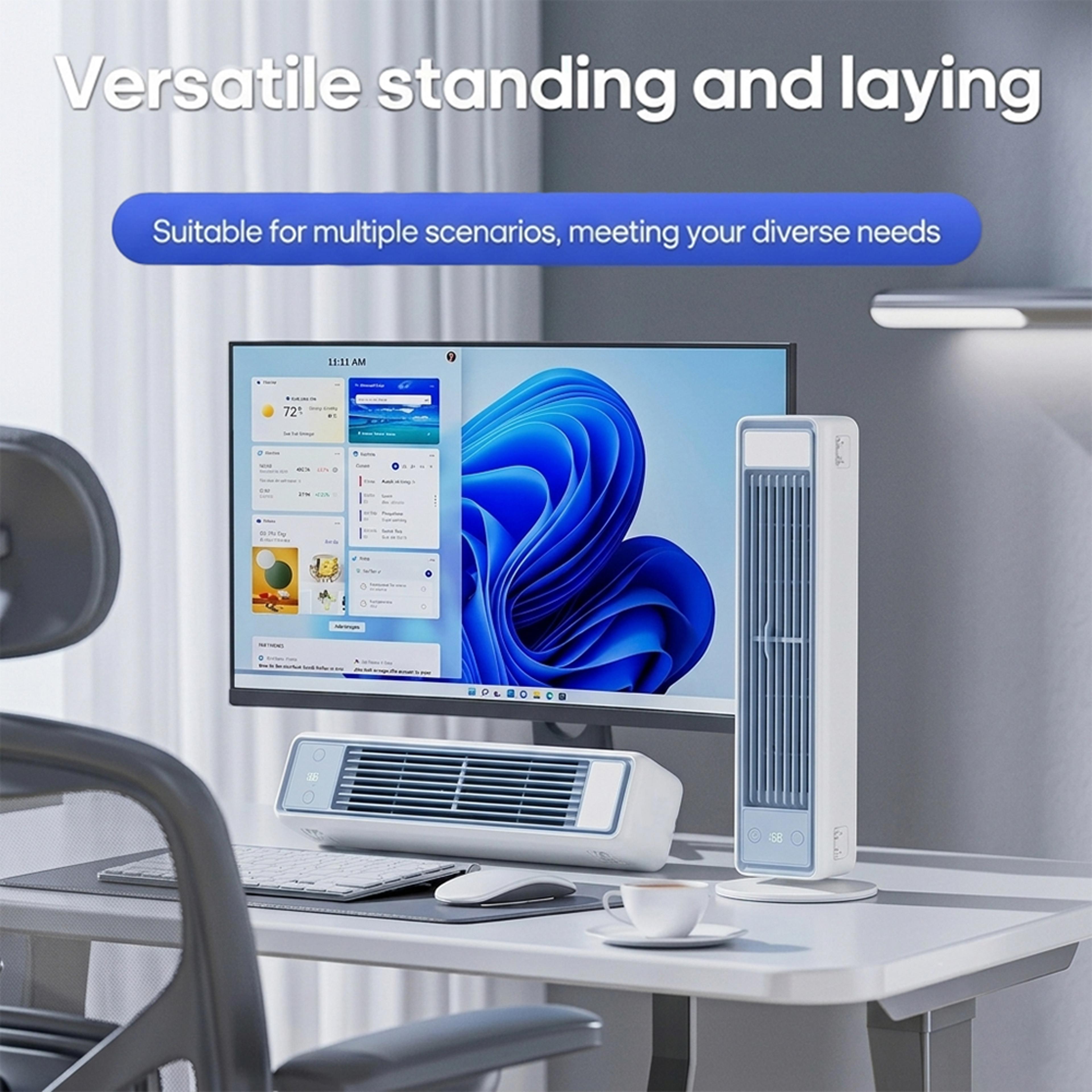 Rechargeable Tower Fan With Remote Quiet Bladeless Desk Fan USB Portable Air Cooler 4