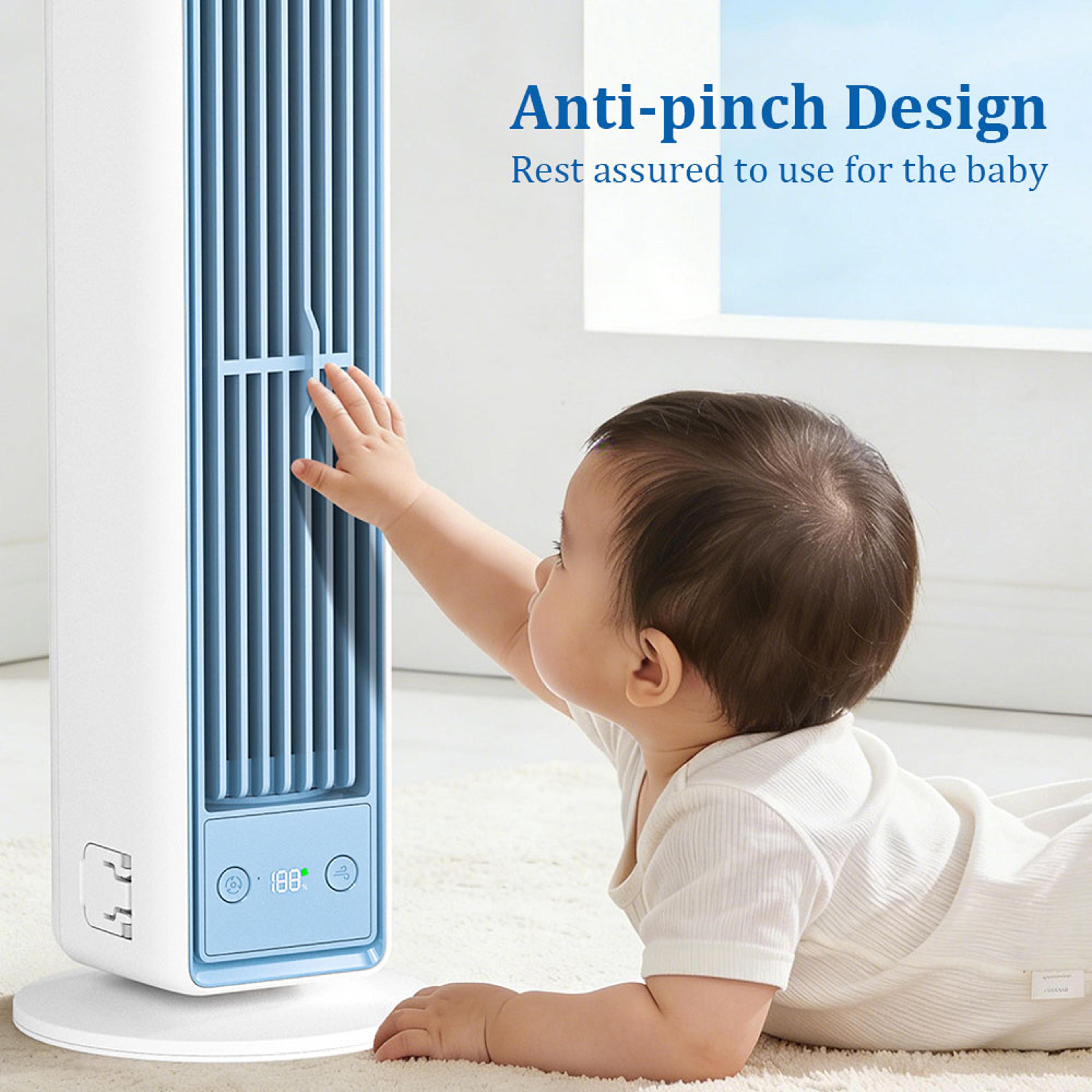 Rechargeable Tower Fan With Remote Quiet Bladeless Desk Fan USB Portable Air Cooler 5