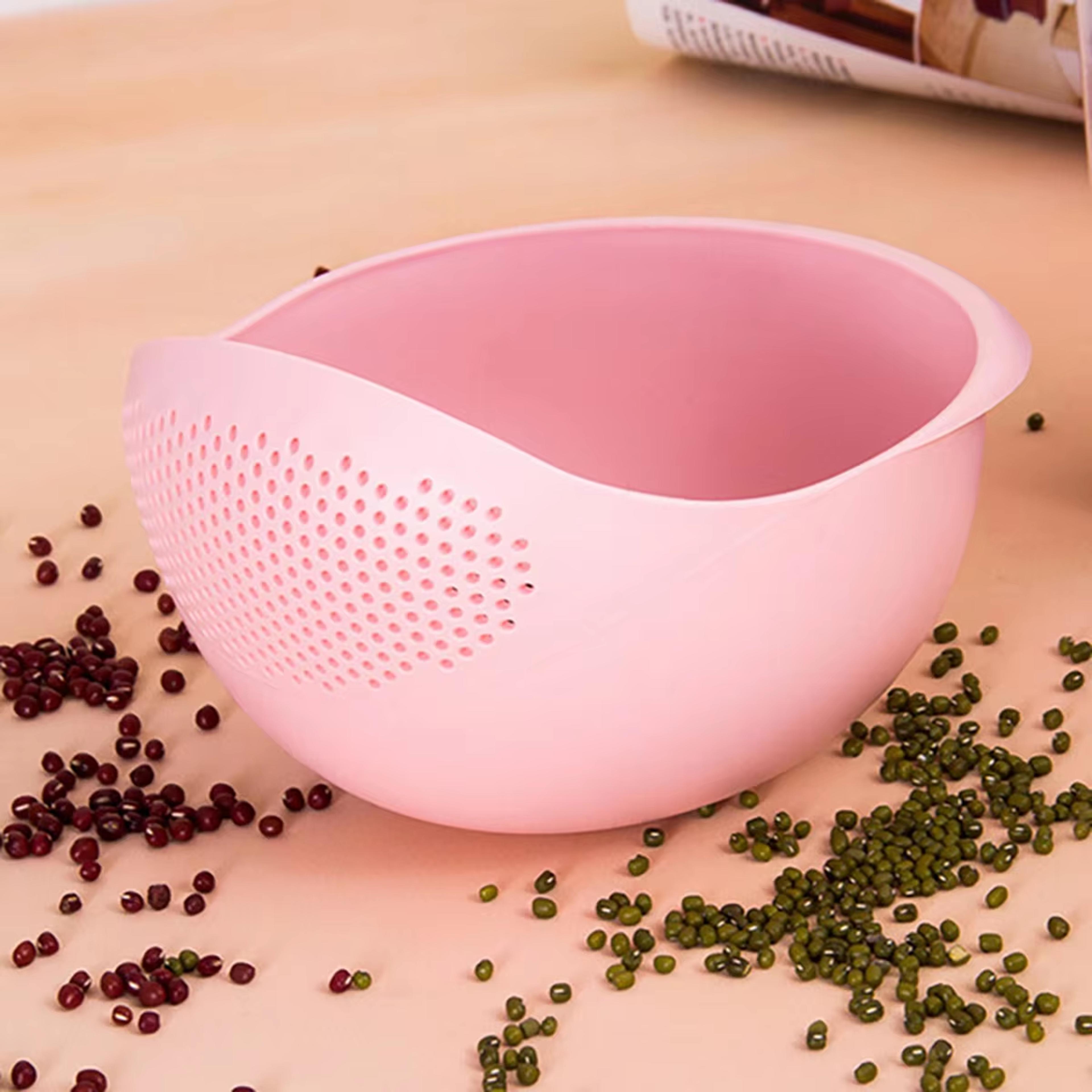 Silicone Colander Rice Washing Bowl With Handle Kitchen Drain Basket For Fruits  Vegetables 7