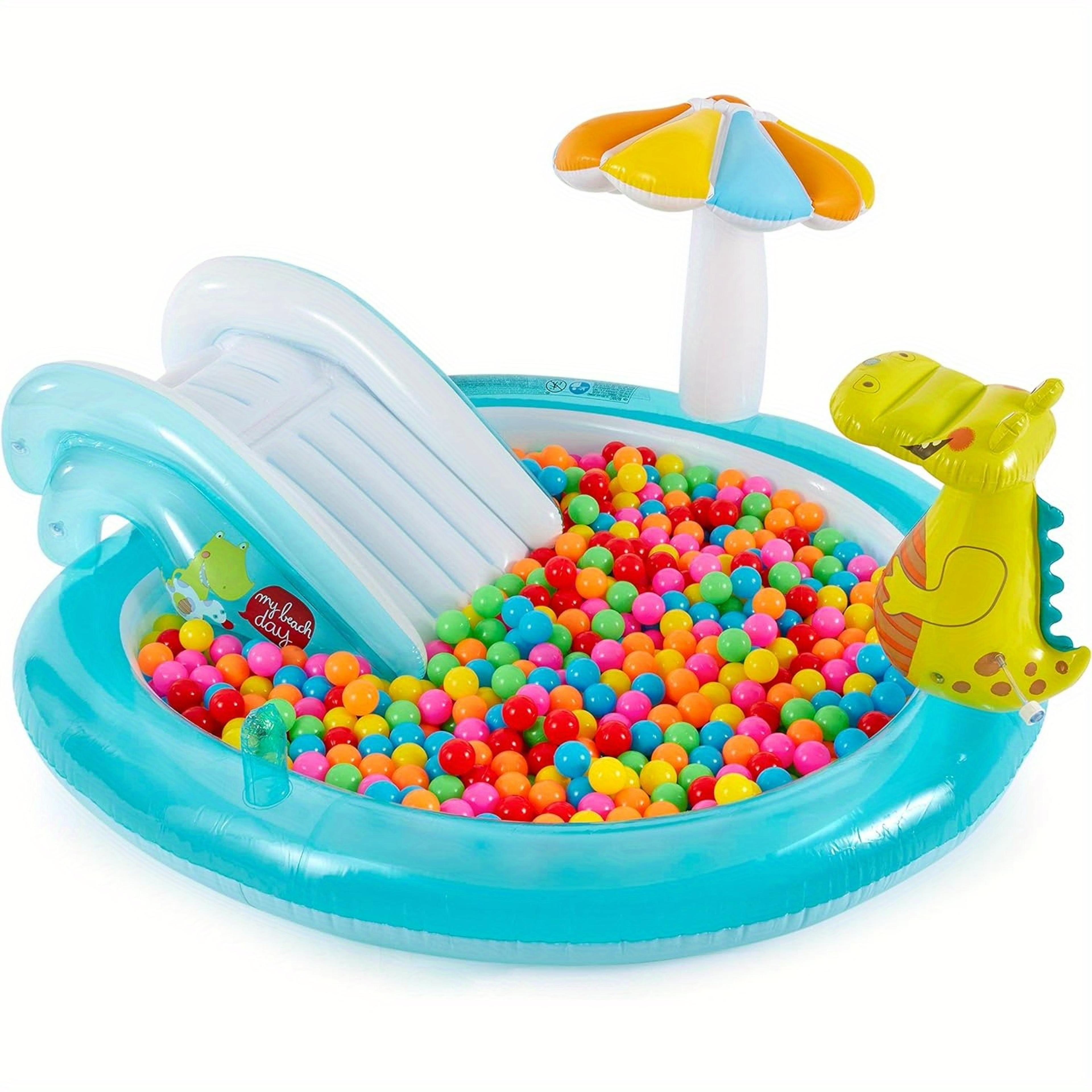 Crocodile Inflatable Kiddie Pool With Slide  Fishing Game Water Play Center 3
