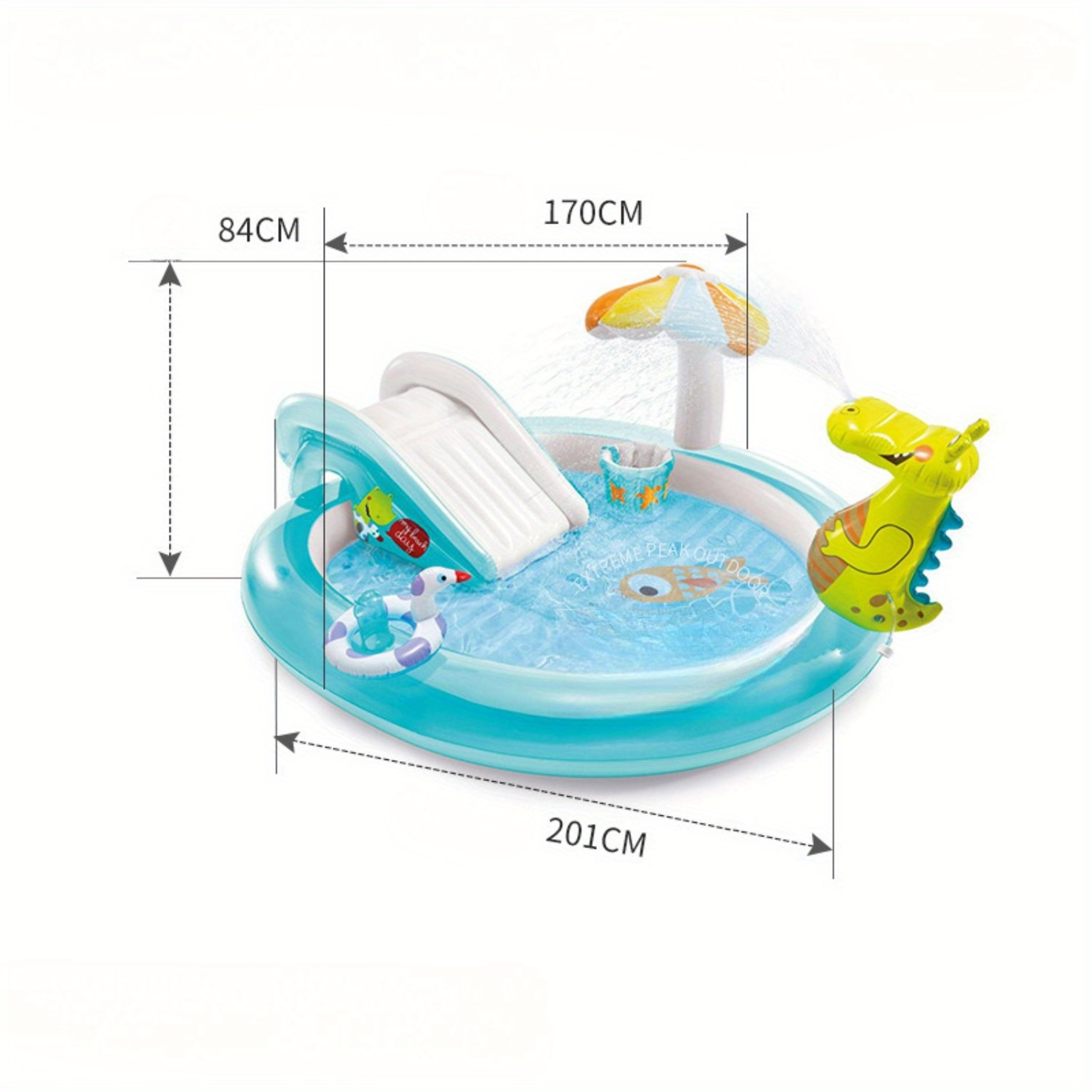 Crocodile Inflatable Kiddie Pool With Slide  Fishing Game Water Play Center 4