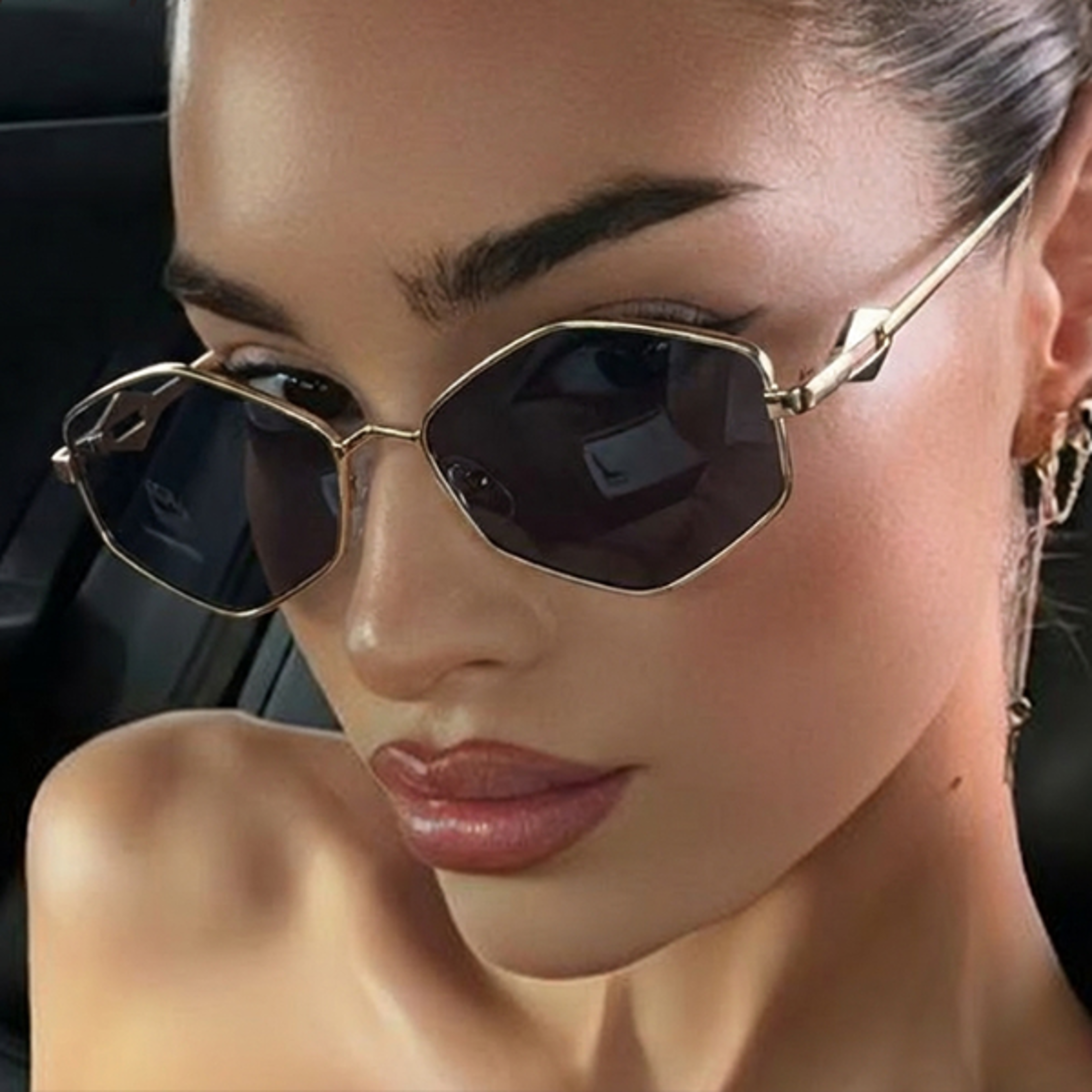vintage hexagon sunglasses for women with metal frame fashion shades