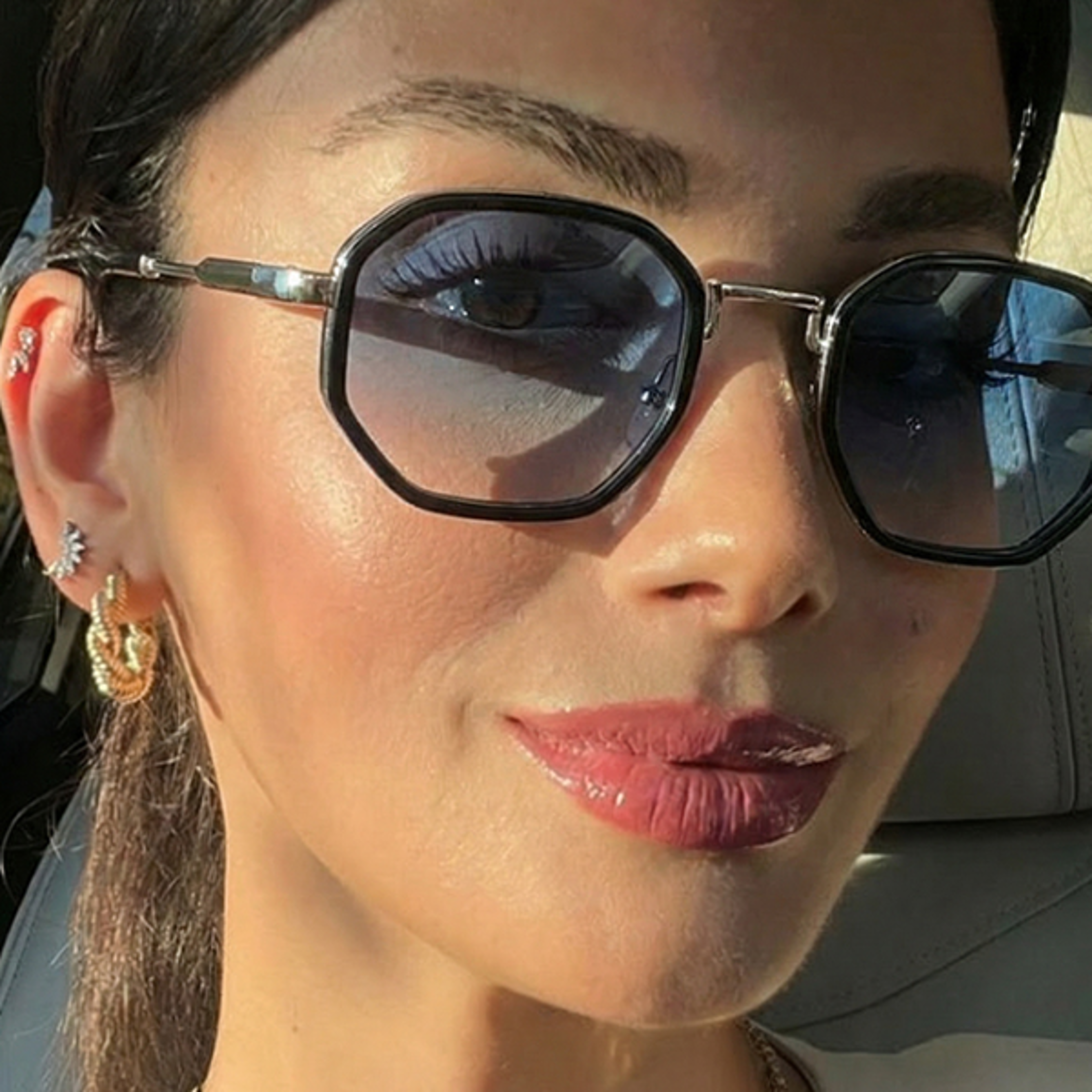 octagon metal frame sunglasses for women vintage geometric driving shades