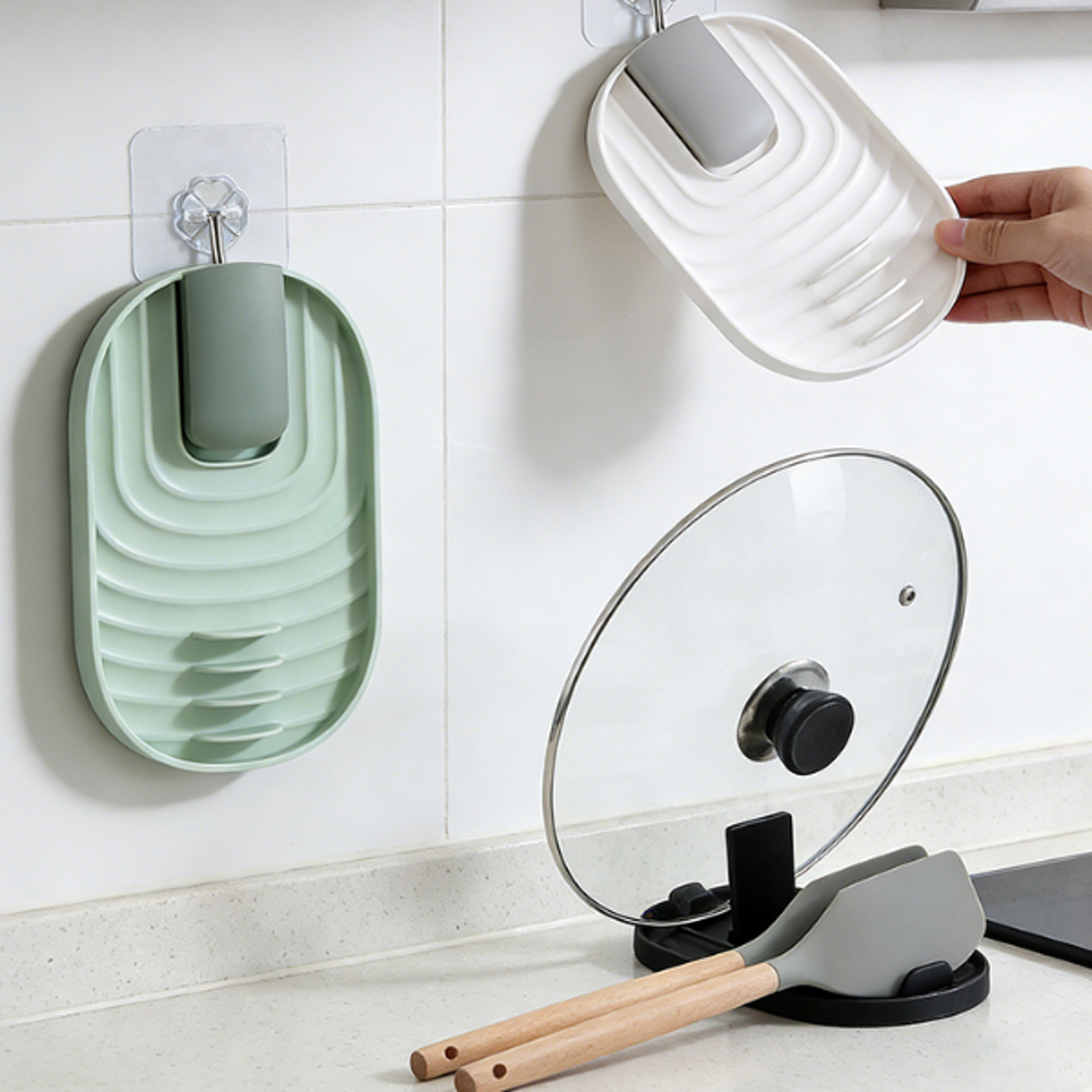 foldable pot lid holder & kitchen organizer drain rack