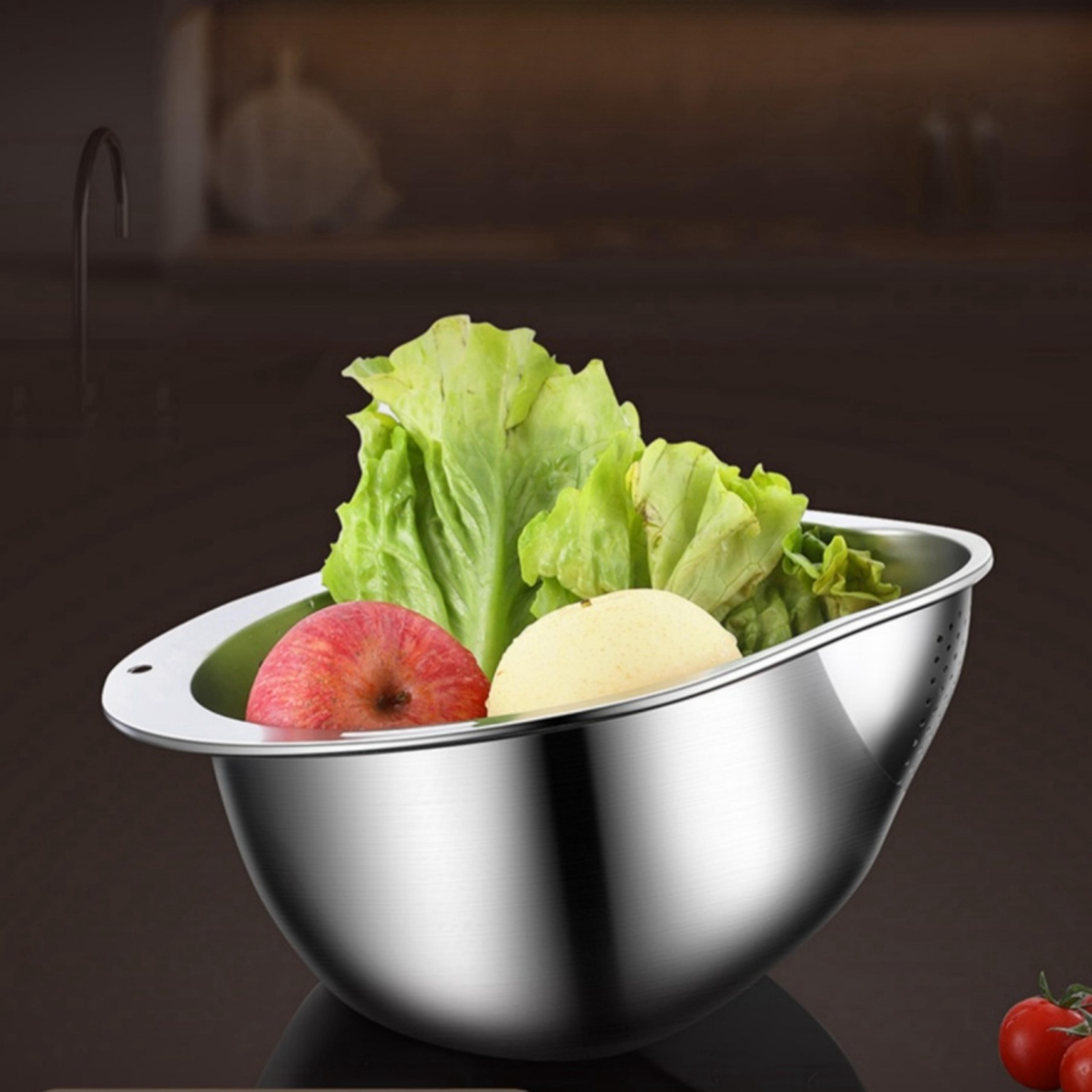 Rice Washing Bowl Stainless Steel Colander For Rice Fruits  Vegetables 3