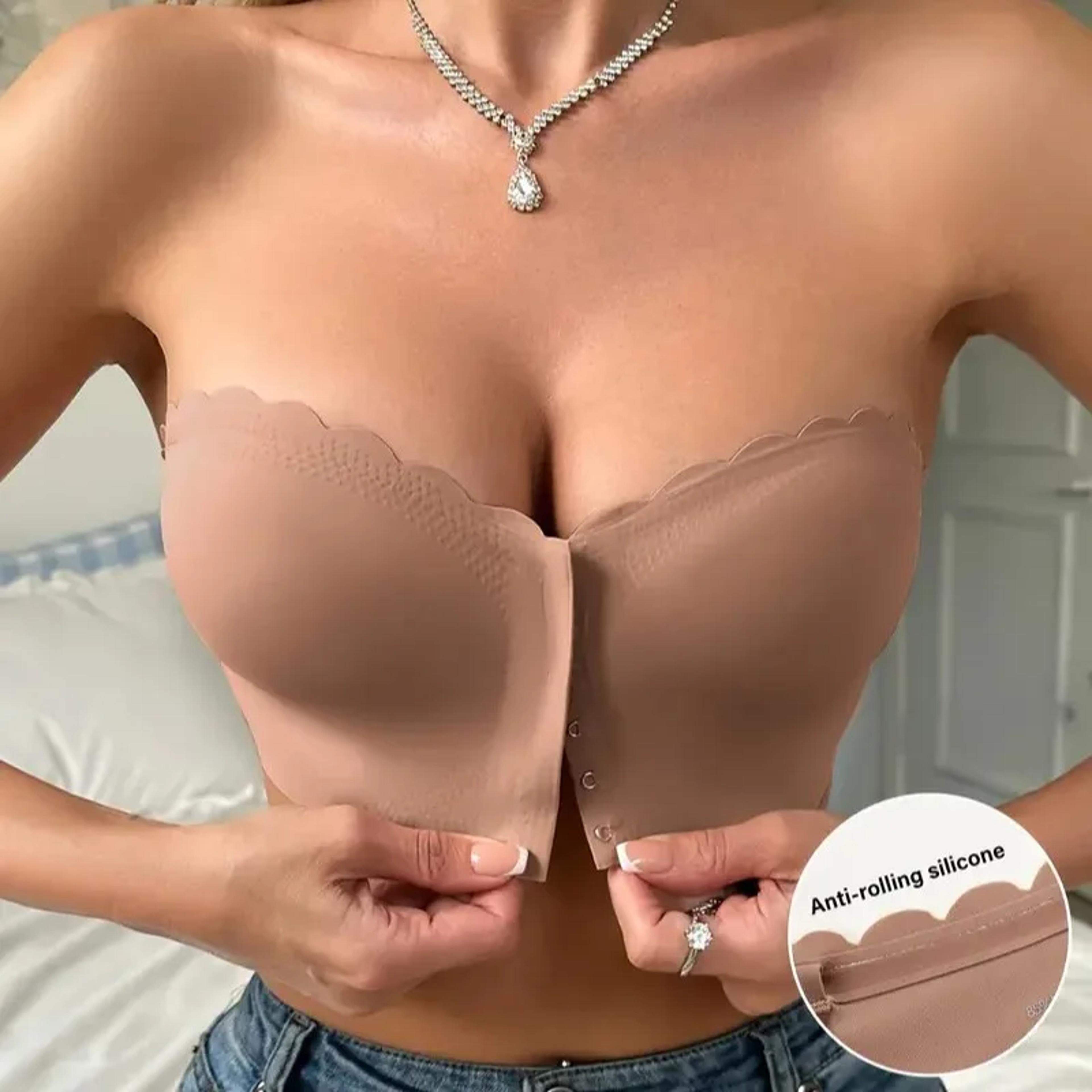 Seamless Strapless Bra With Front Closure Wireless Push Up Support 6