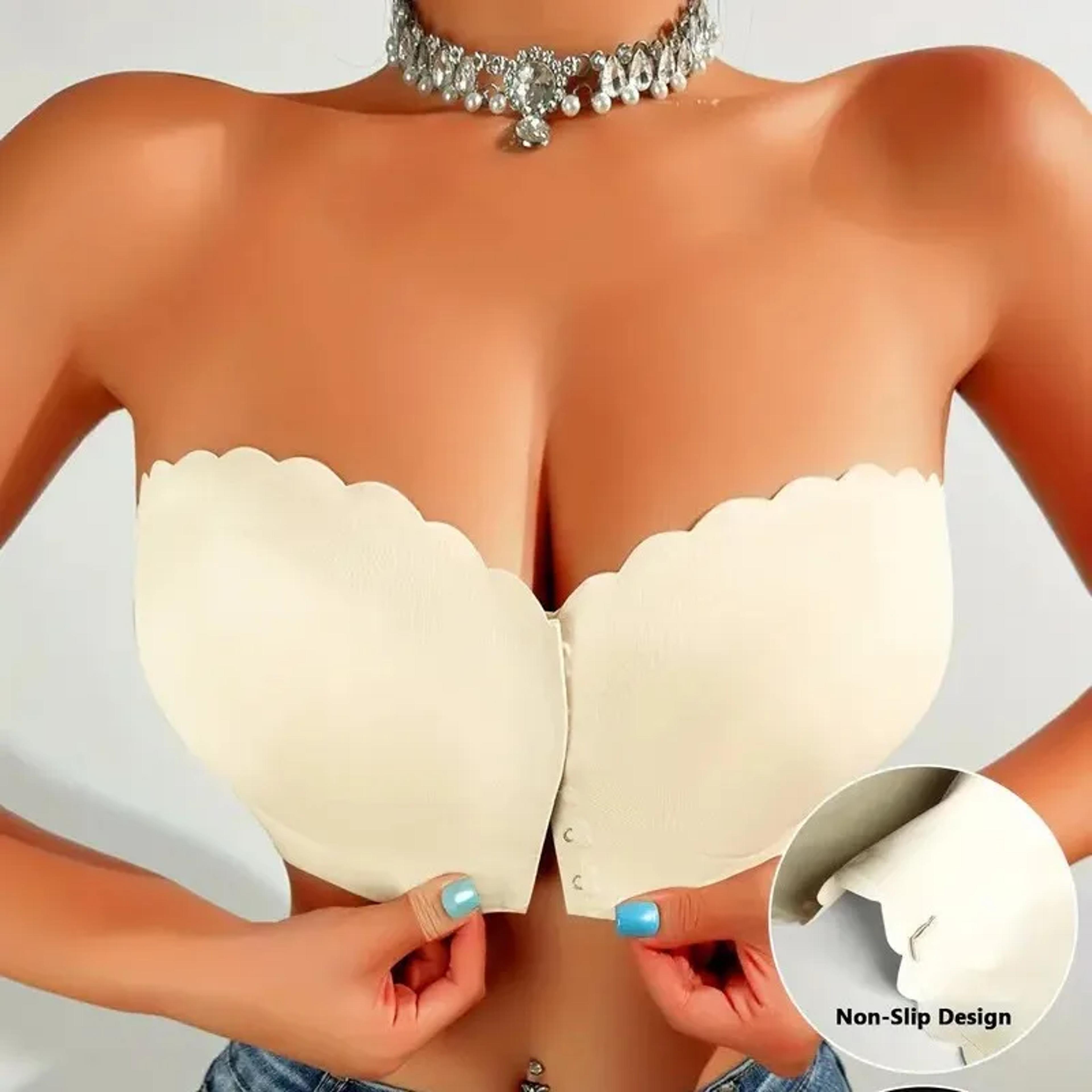 Seamless Strapless Bra With Front Closure Wireless Push Up Support 8