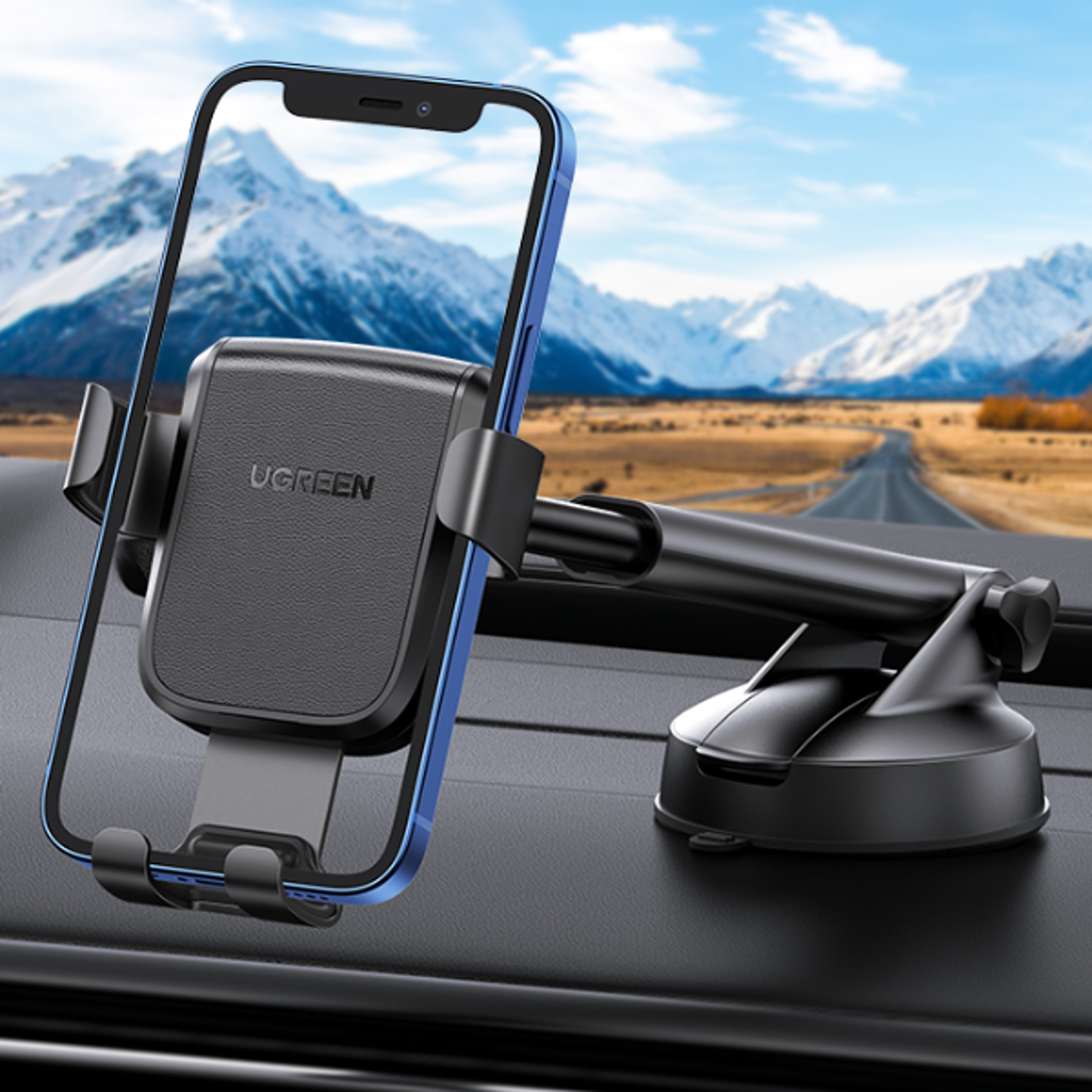 gravity car phone holder dashboard & windshield suction mount for iphone and android
