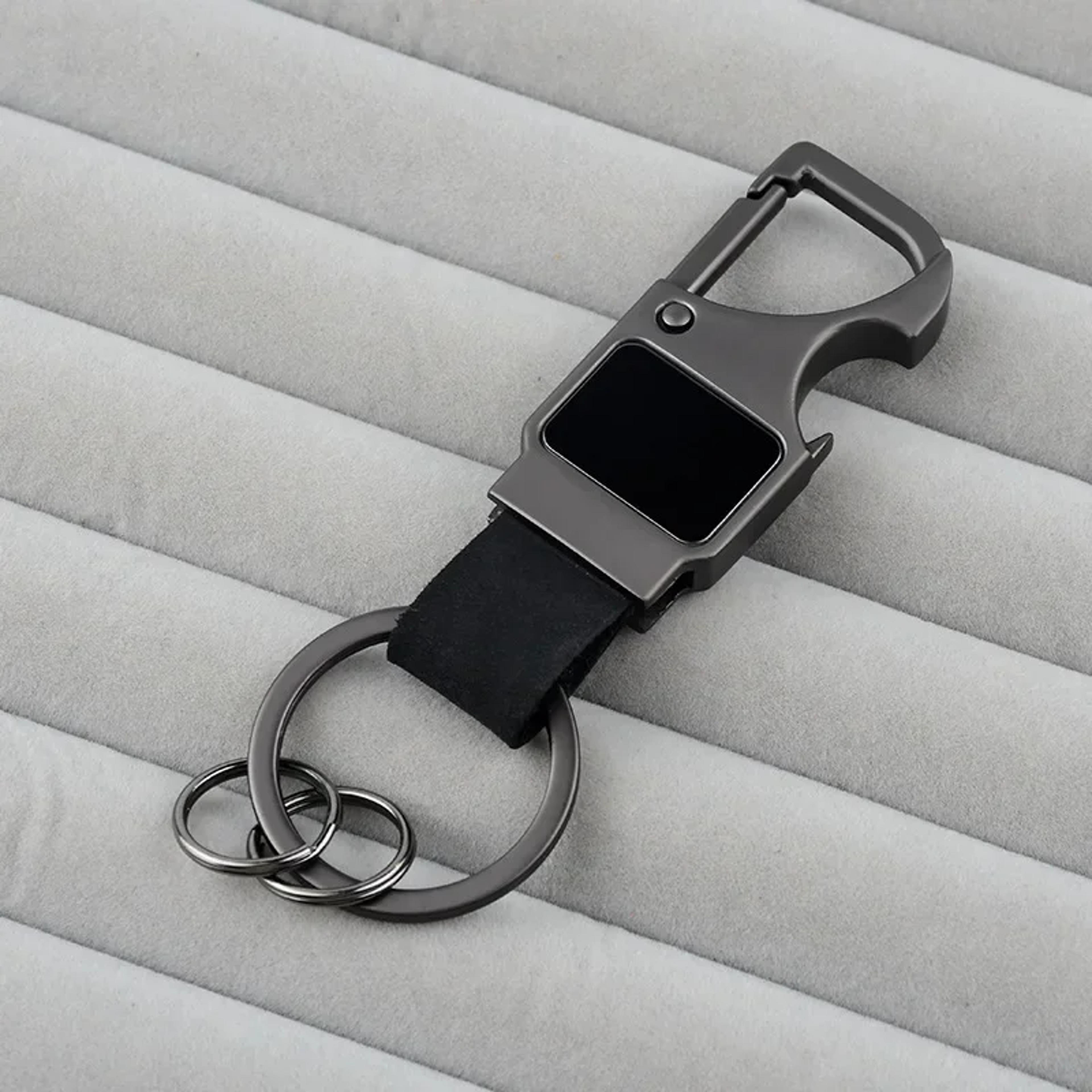 Personalized Bottle Opener Keychain Genuine Leather Custom Engraved Metal Keyring 10