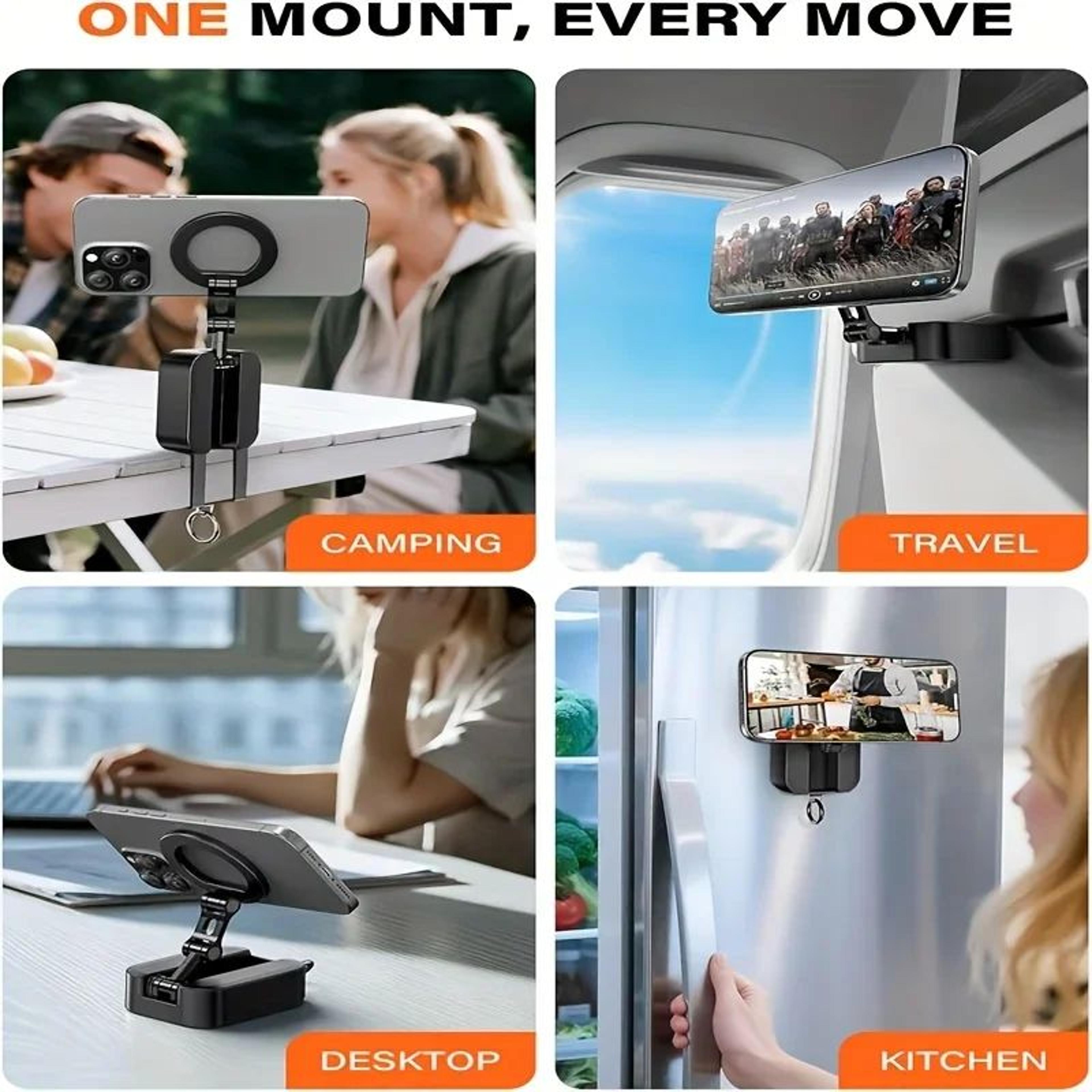 Magnetic Phone Holder With Universal Tray Table Clamp For Travel  Hands Free Viewing 2