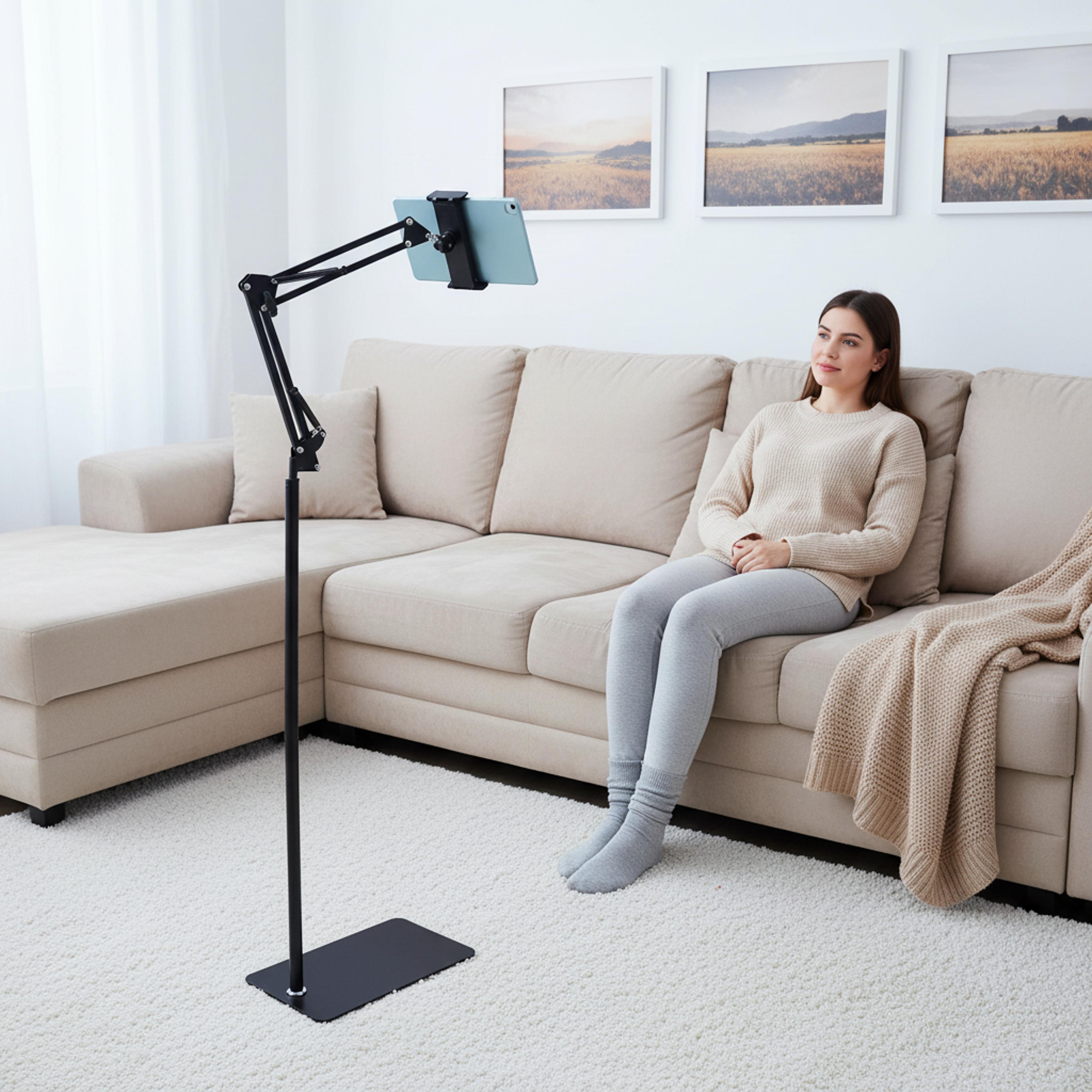Adjustable Tablet Floor Stand With Swivel Universal Phone  Tablet Holder 1