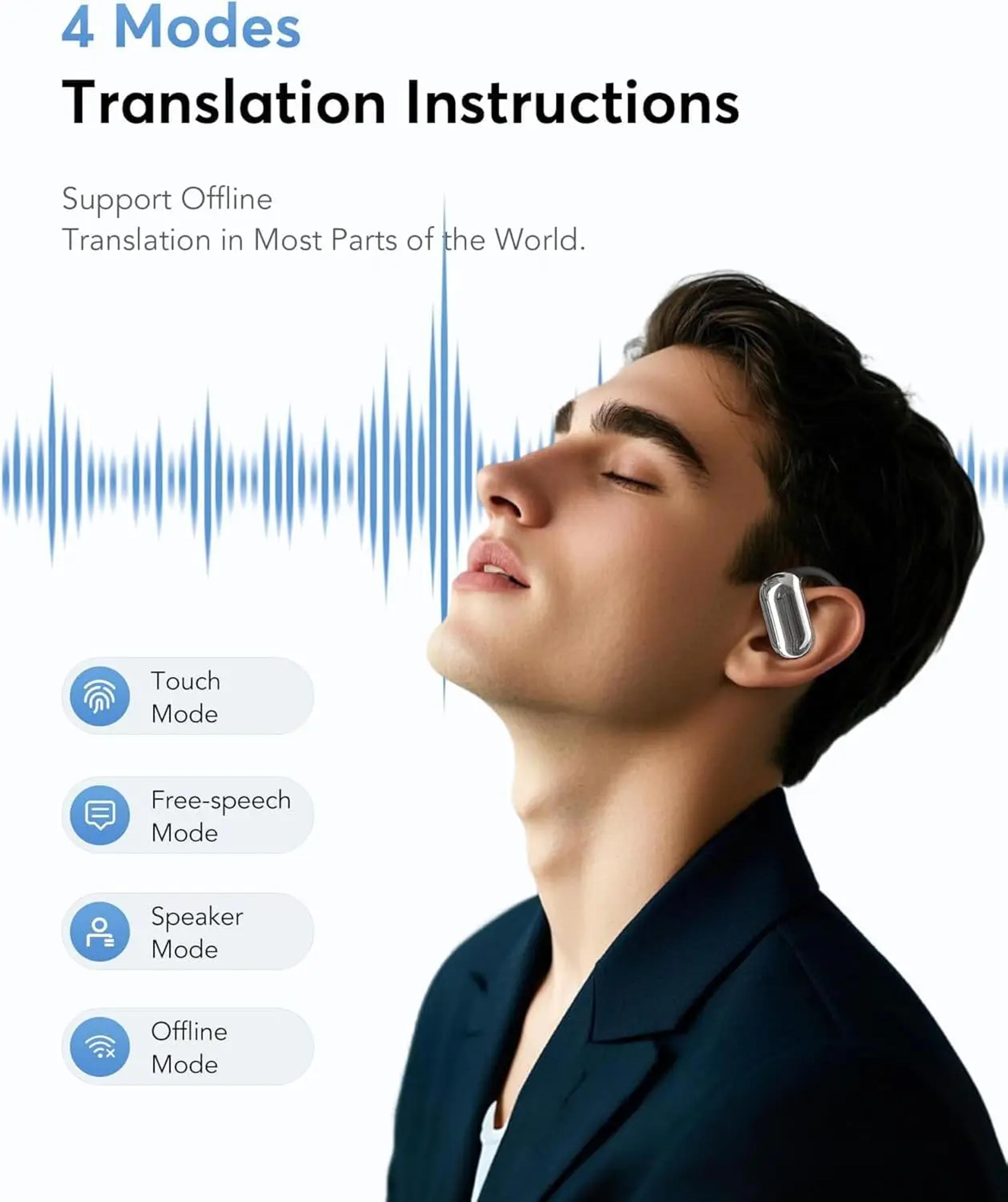 AI Translator Earbuds Real Time Language Translator Headphones With Languages For Travel  Business 3