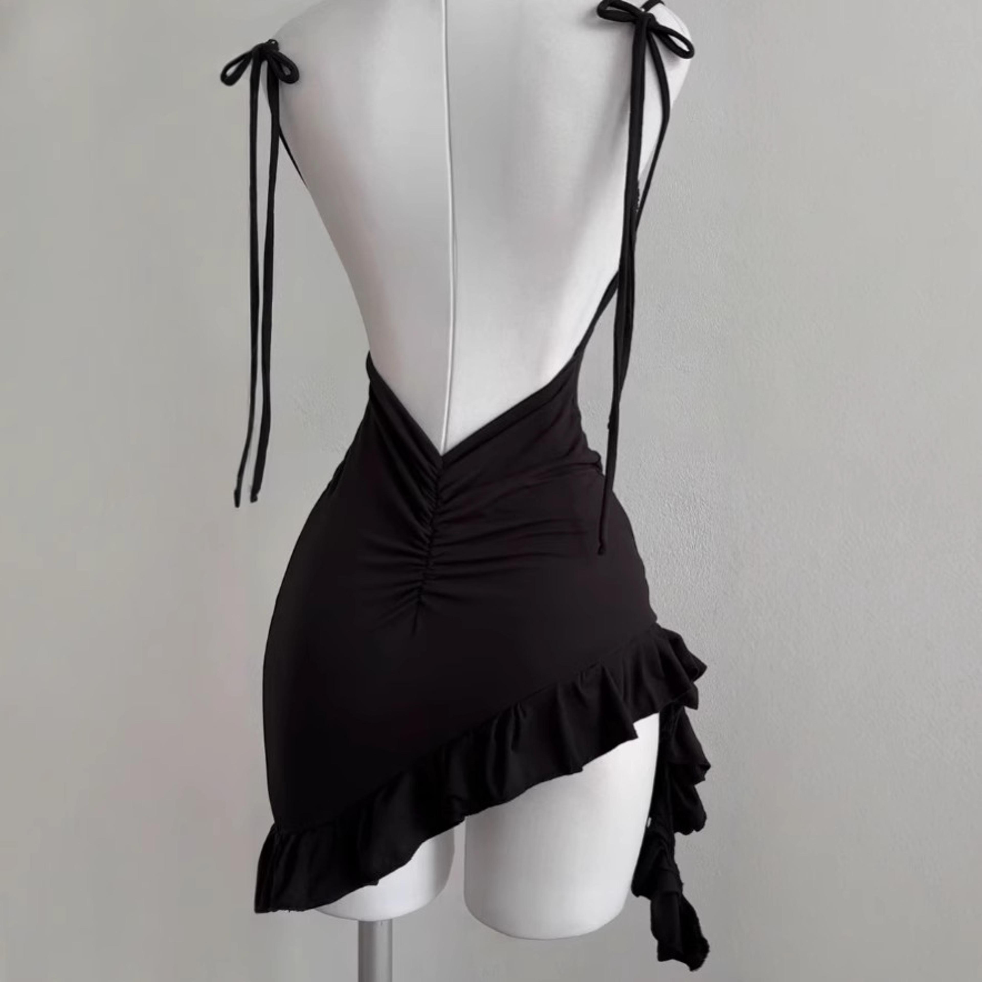 Midnight Allure Backless Mini Dress For Women Lace Up Bodycon Dress For Parties  Summer Nights 2