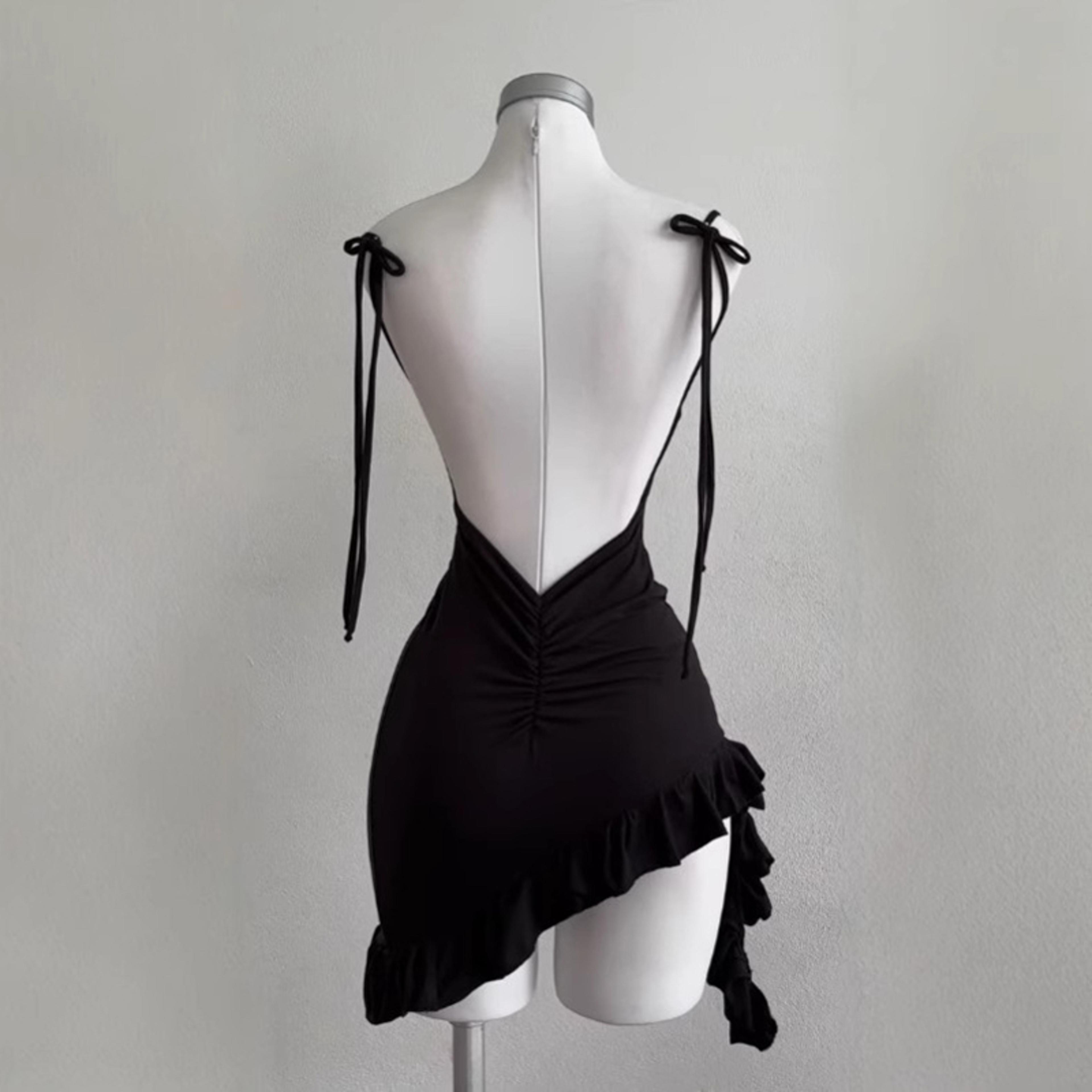 Midnight Allure Backless Mini Dress For Women Lace Up Bodycon Dress For Parties  Summer Nights 3