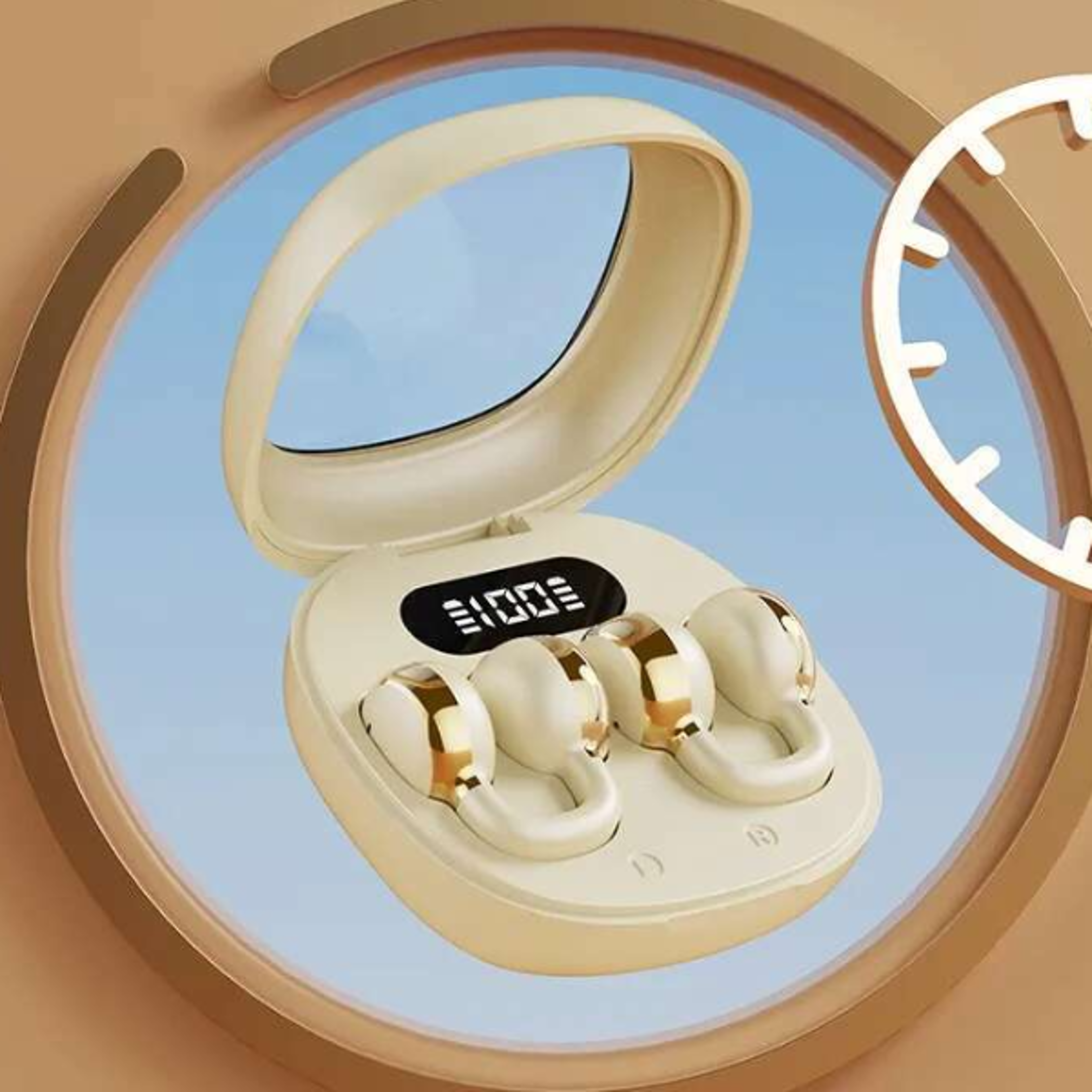 wireless bluetooth earbuds with digital display charging case & hifi stereo sound