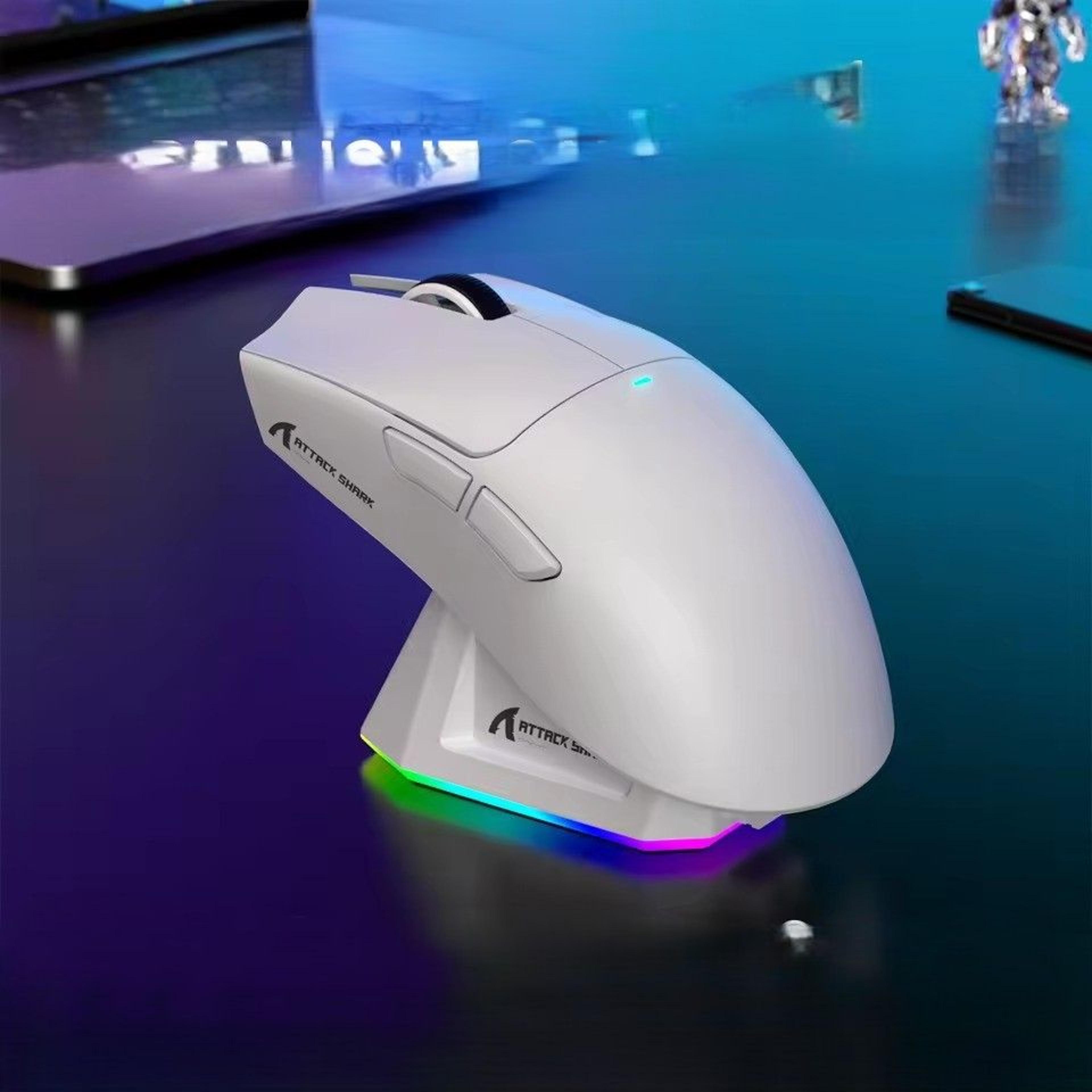 wireless gaming mouse with rgb charging dock, dpi, tri mode lightweight gaming mouse