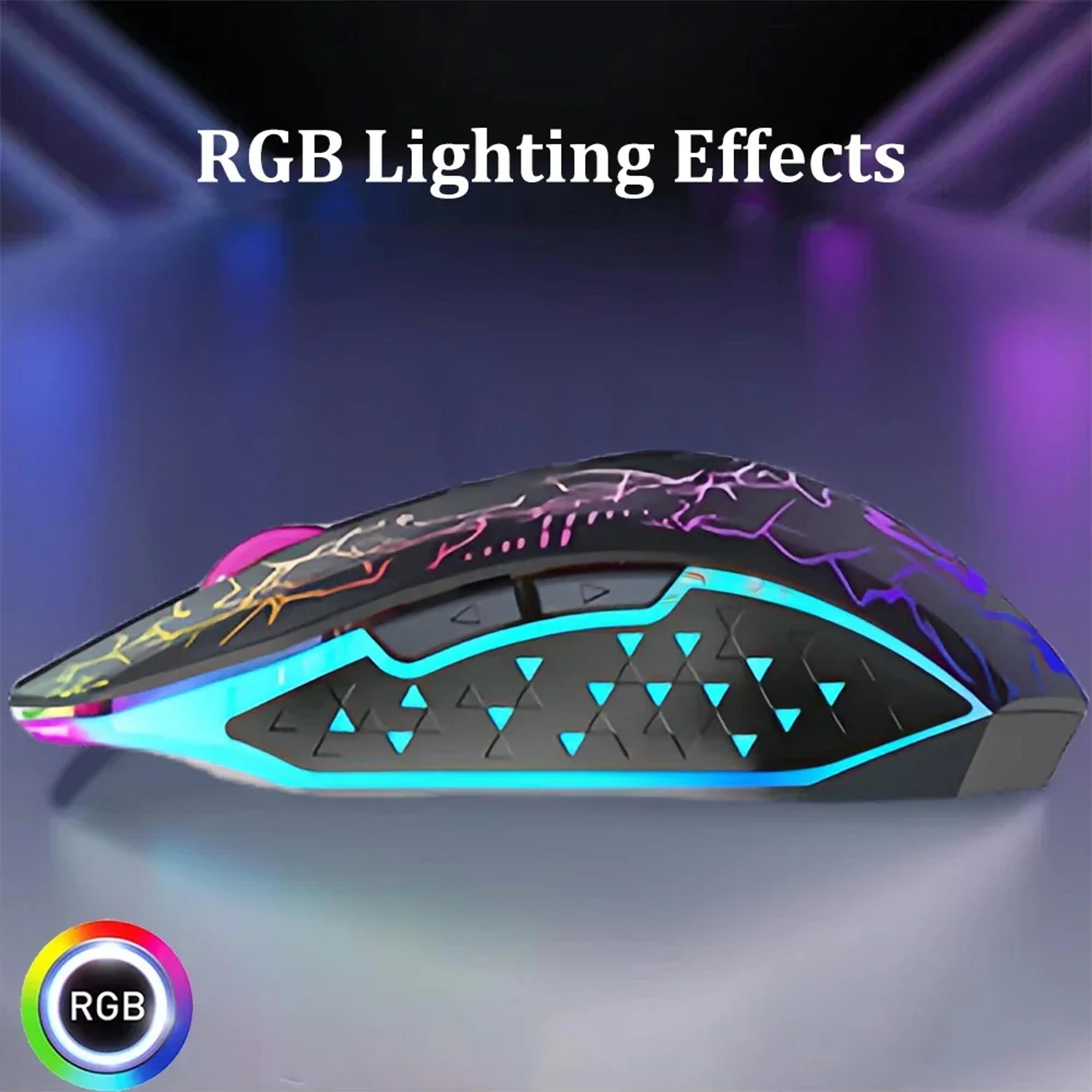 Dual Mode Wireless Bluetooth Mouse With Silent Click RGB Lighting  Buttons For Laptop Mac  PC 4