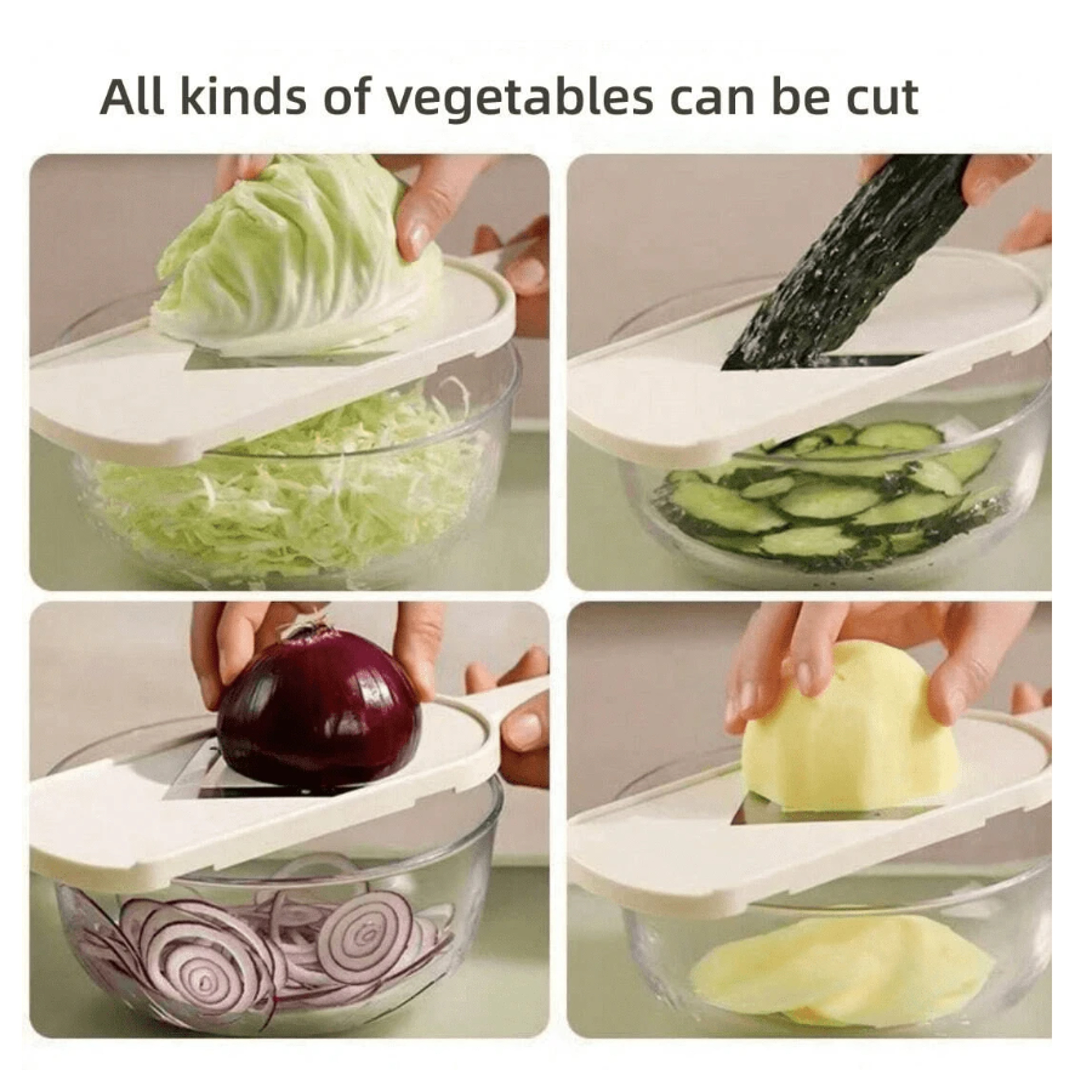 Fresh Slice Vegetable Shredder Handheld Mandoline Slicer With Stainless Steel Blade  Cleaning Brush 4