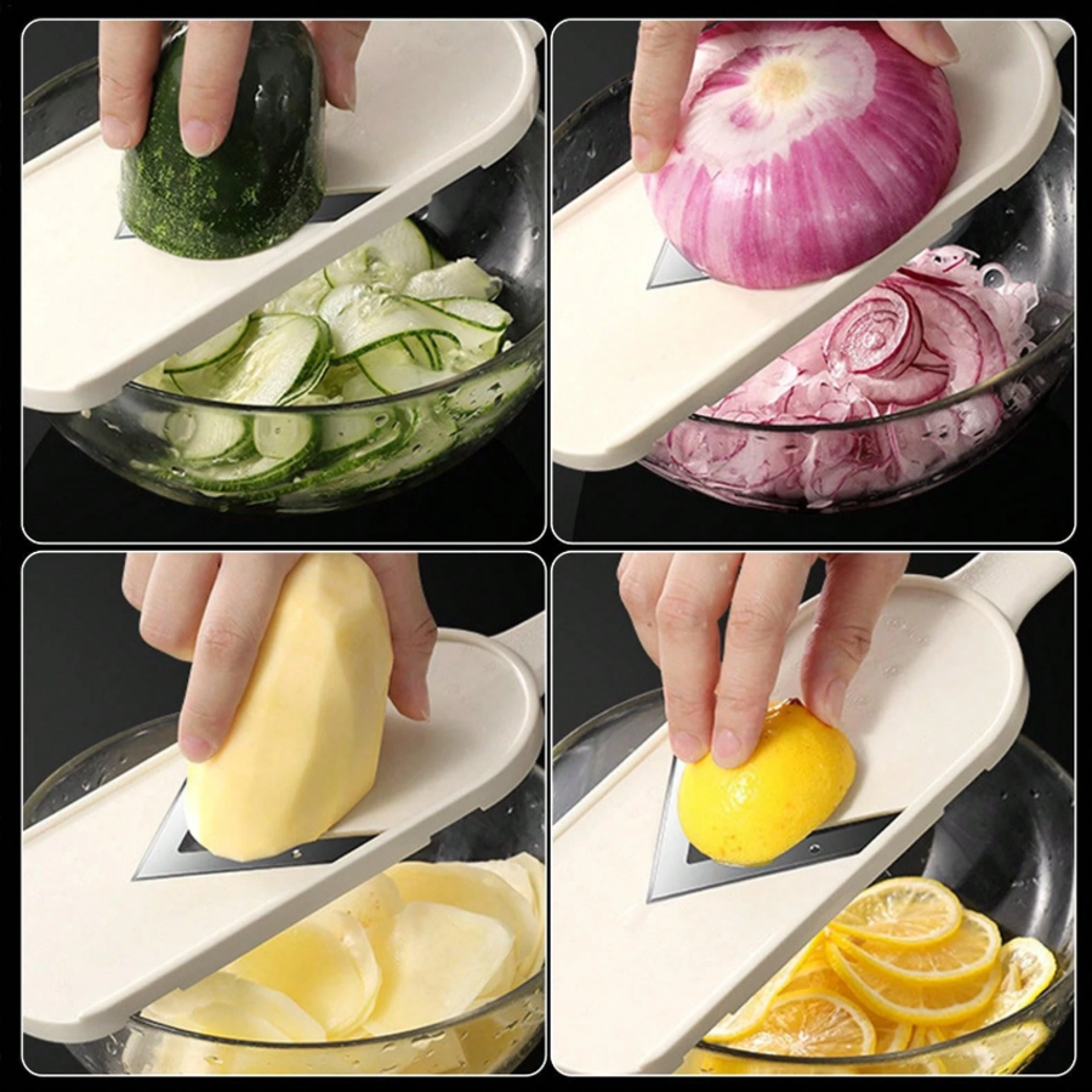 Fresh Slice Vegetable Shredder Handheld Mandoline Slicer With Stainless Steel Blade  Cleaning Brush 6