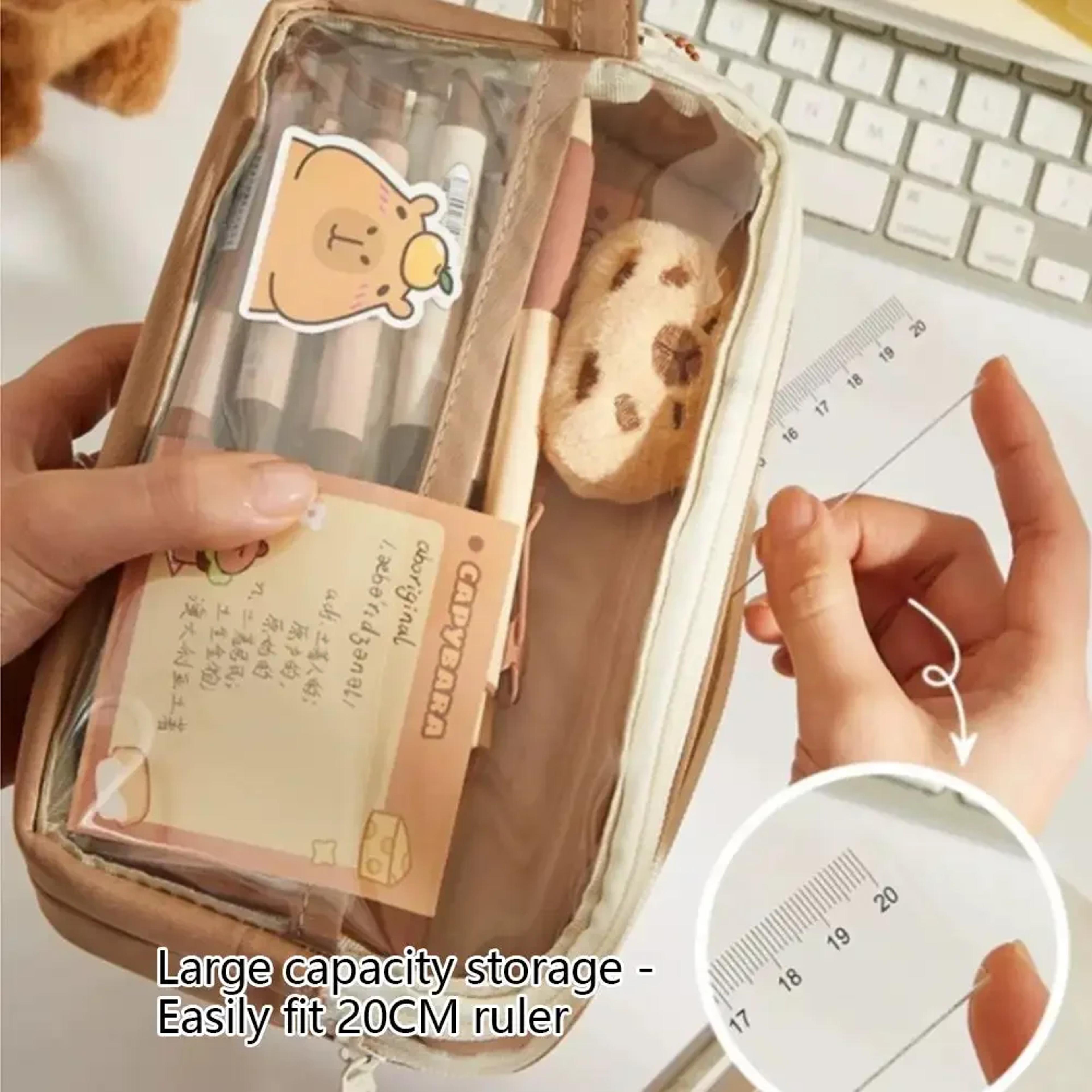 Capybara Clear Pencil Case With Memo Pad  Pins For Back To School Backpack Organization 3