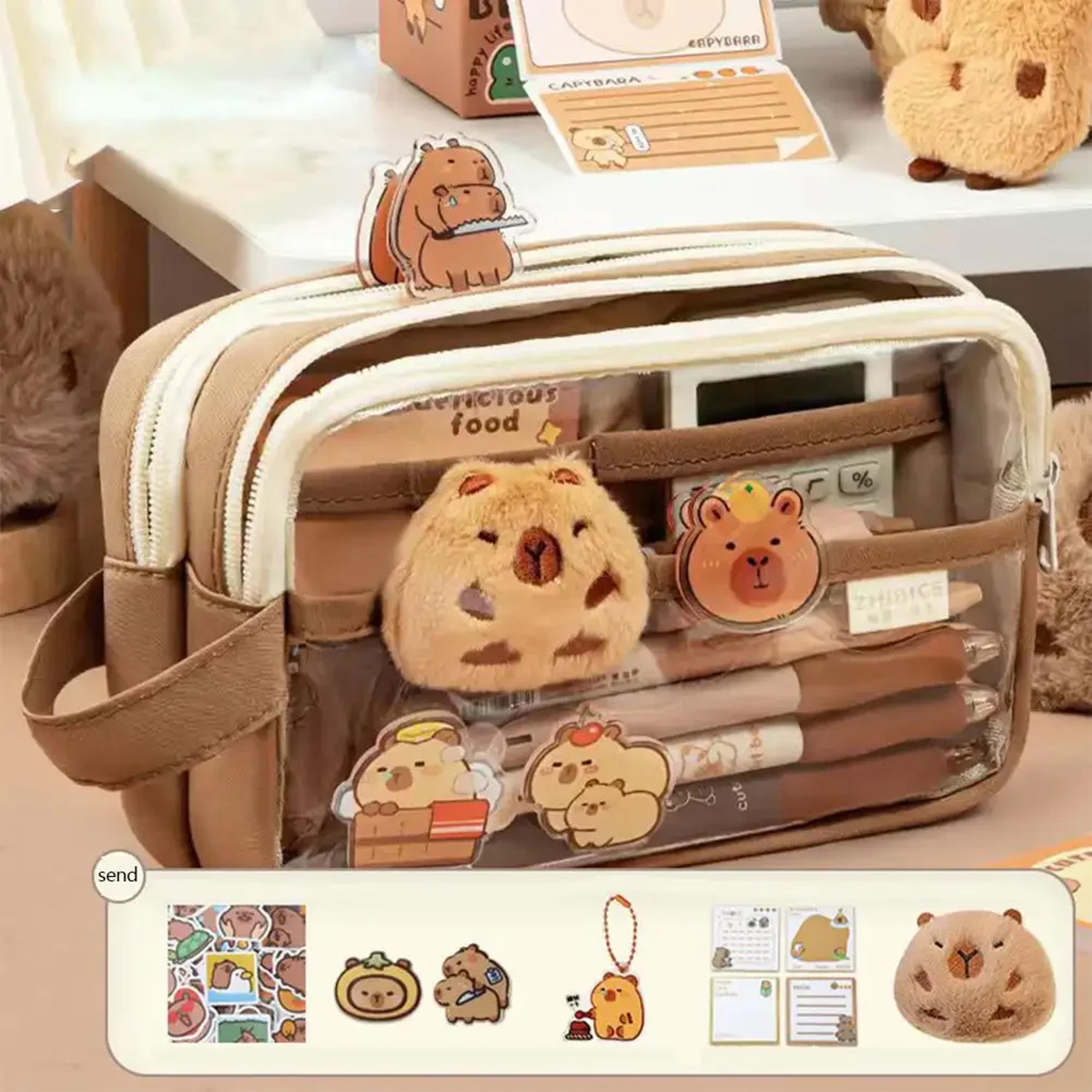 Capybara Clear Pencil Case With Memo Pad  Pins For Back To School Backpack Organization 1