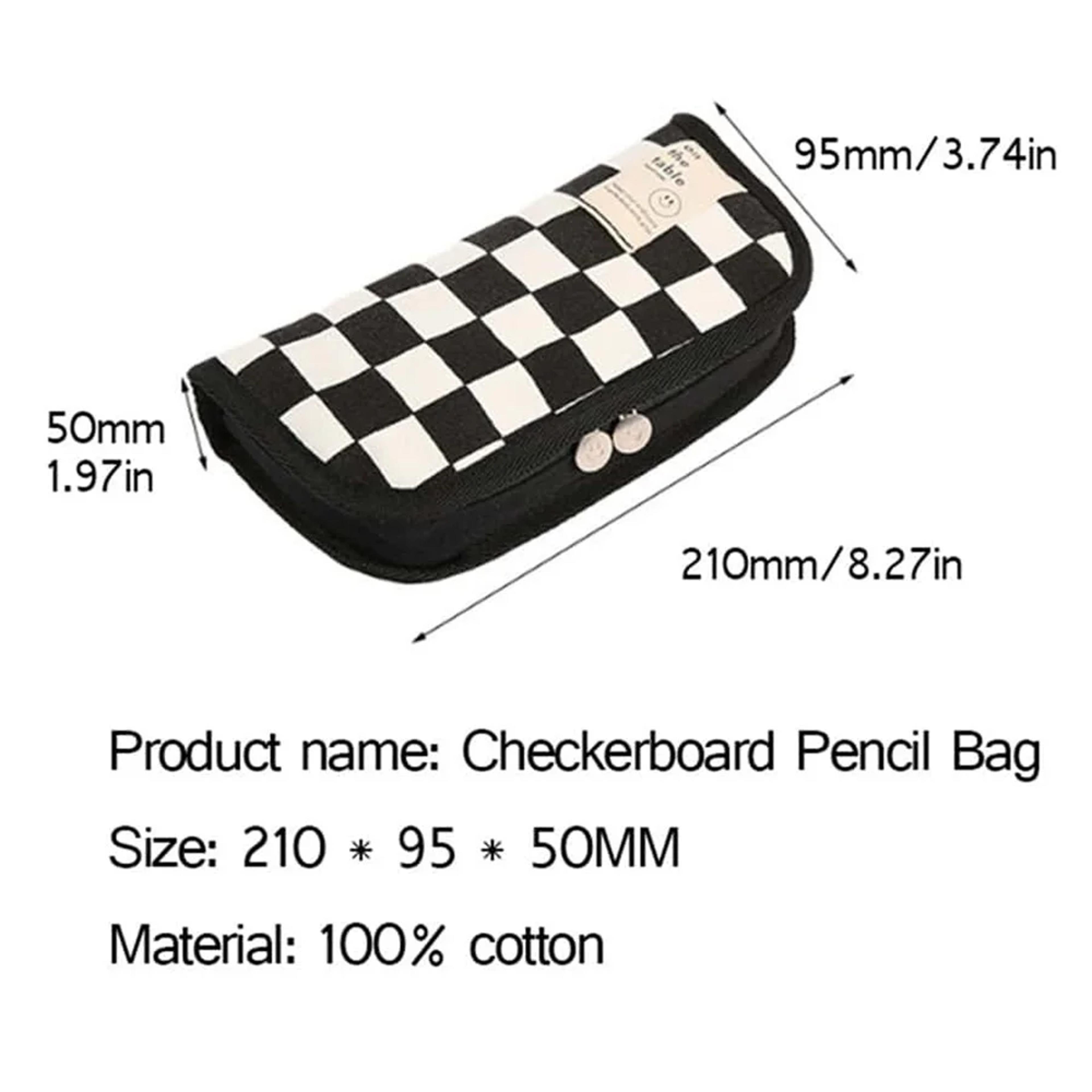 Large Capacity Pencil Case For Students Back To School Backpack Canvas Checkerboard Pencil Pouch 5
