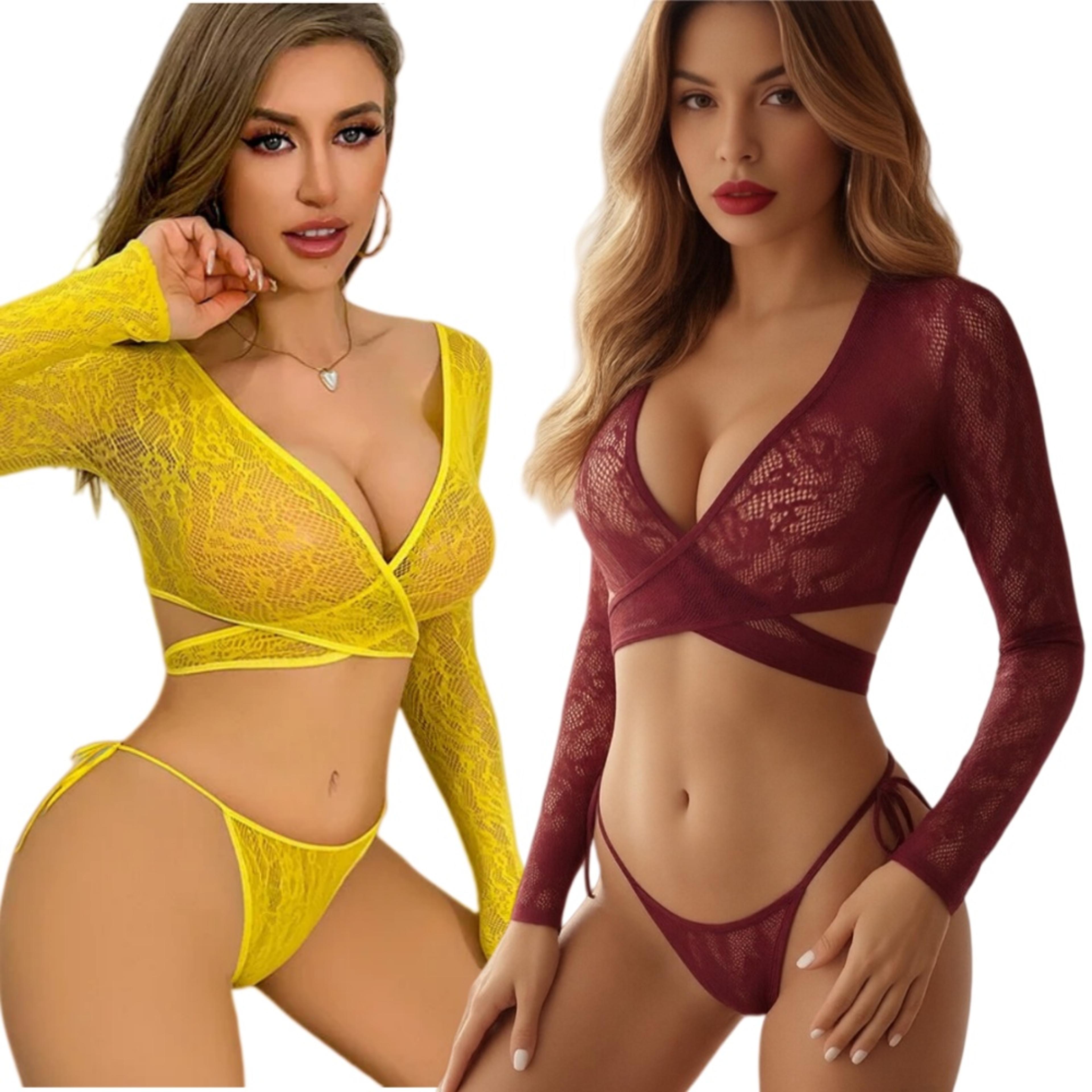 elegant lace lingerie set see through strapless sexy sleepwear for women